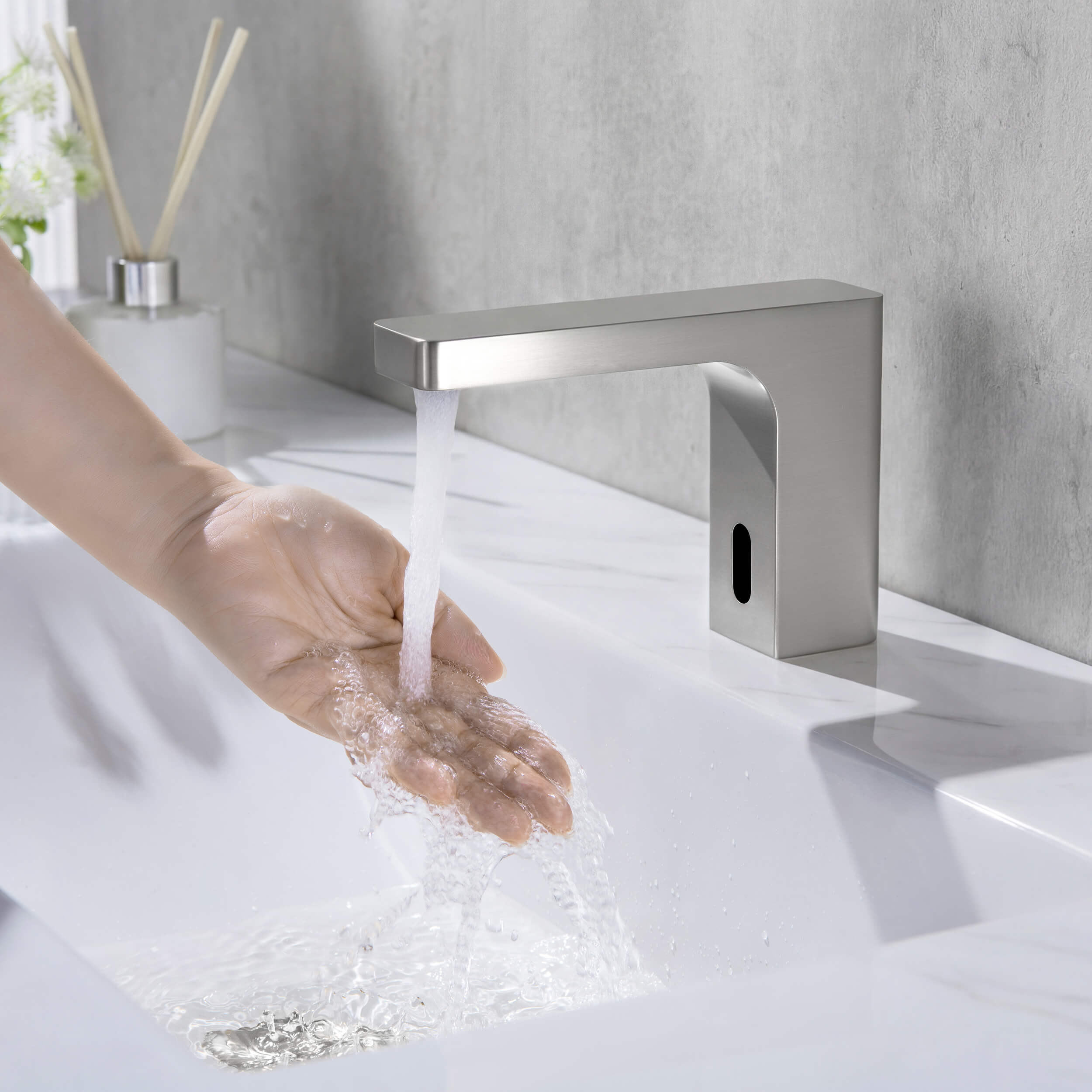 Blaze Touchless Bathroom Vanity Sink Faucet with Pop-Up Drain — Plug-In or Battery Powered - C-KBF1030