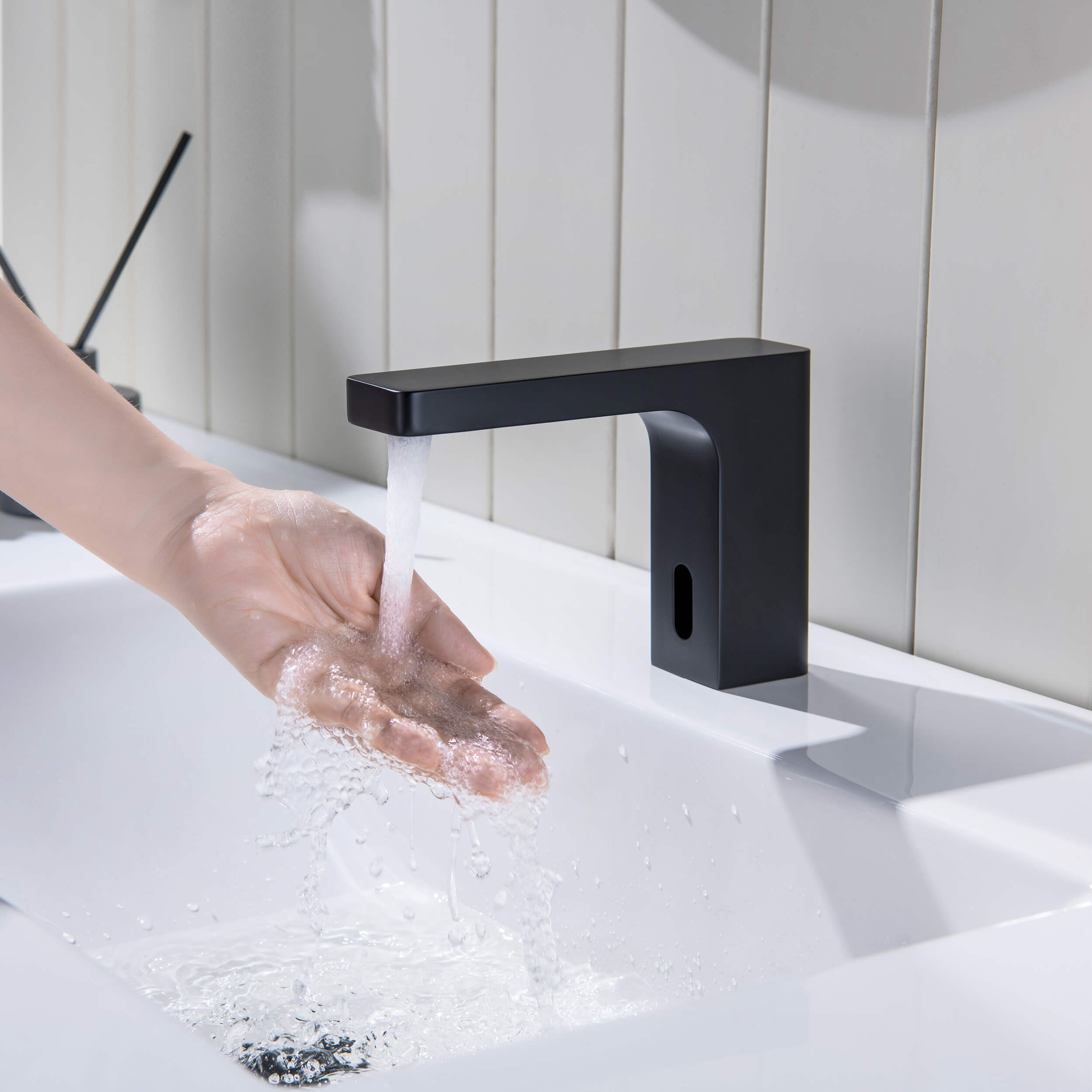 Blaze Touchless Bathroom Vanity Sink Faucet with Pop-Up Drain — Plug-In or Battery Powered - C-KBF1030