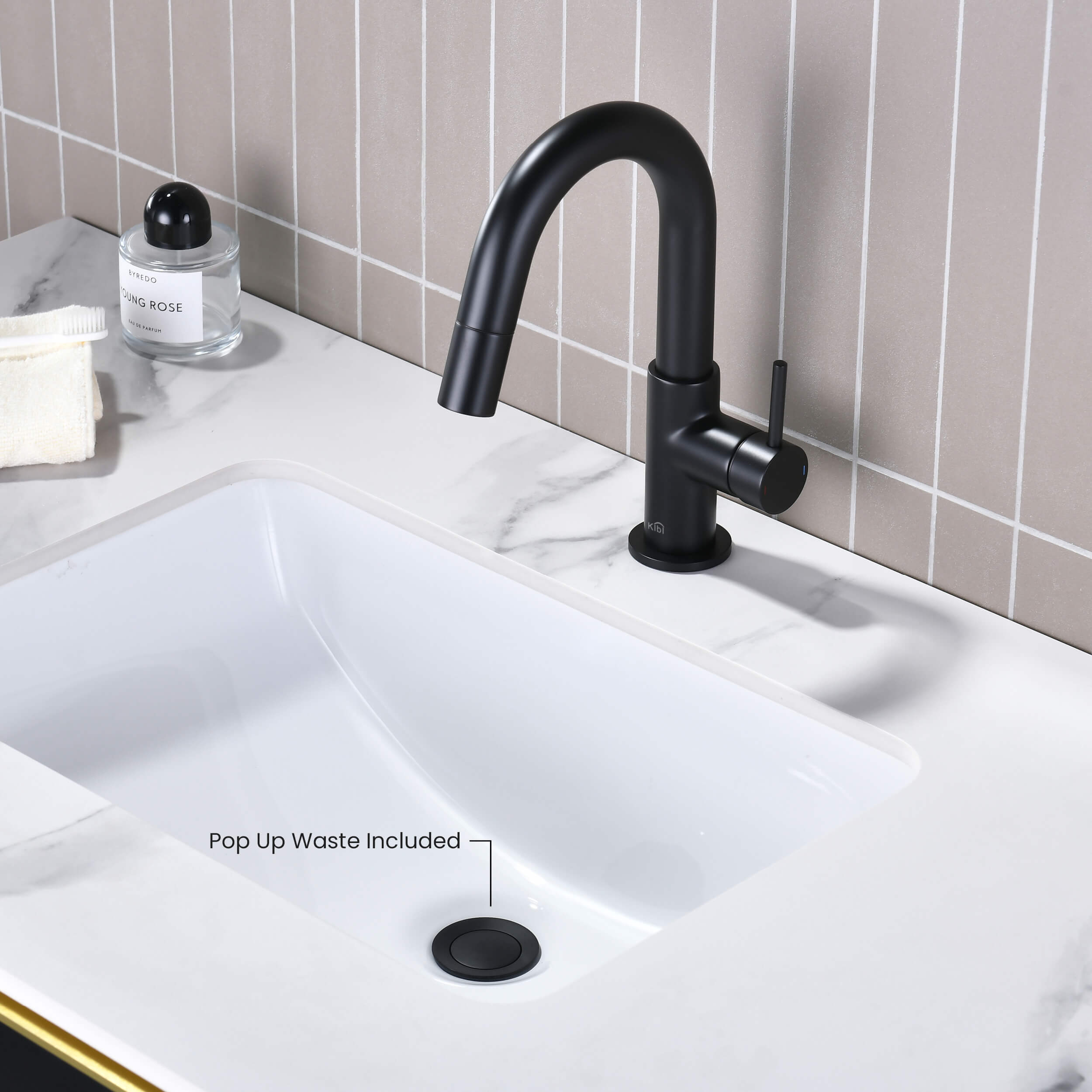 Circular Single Handle High-Arc Pull Down Sprayer Bathroom Vanity Sink Faucet - C-KBF1077
