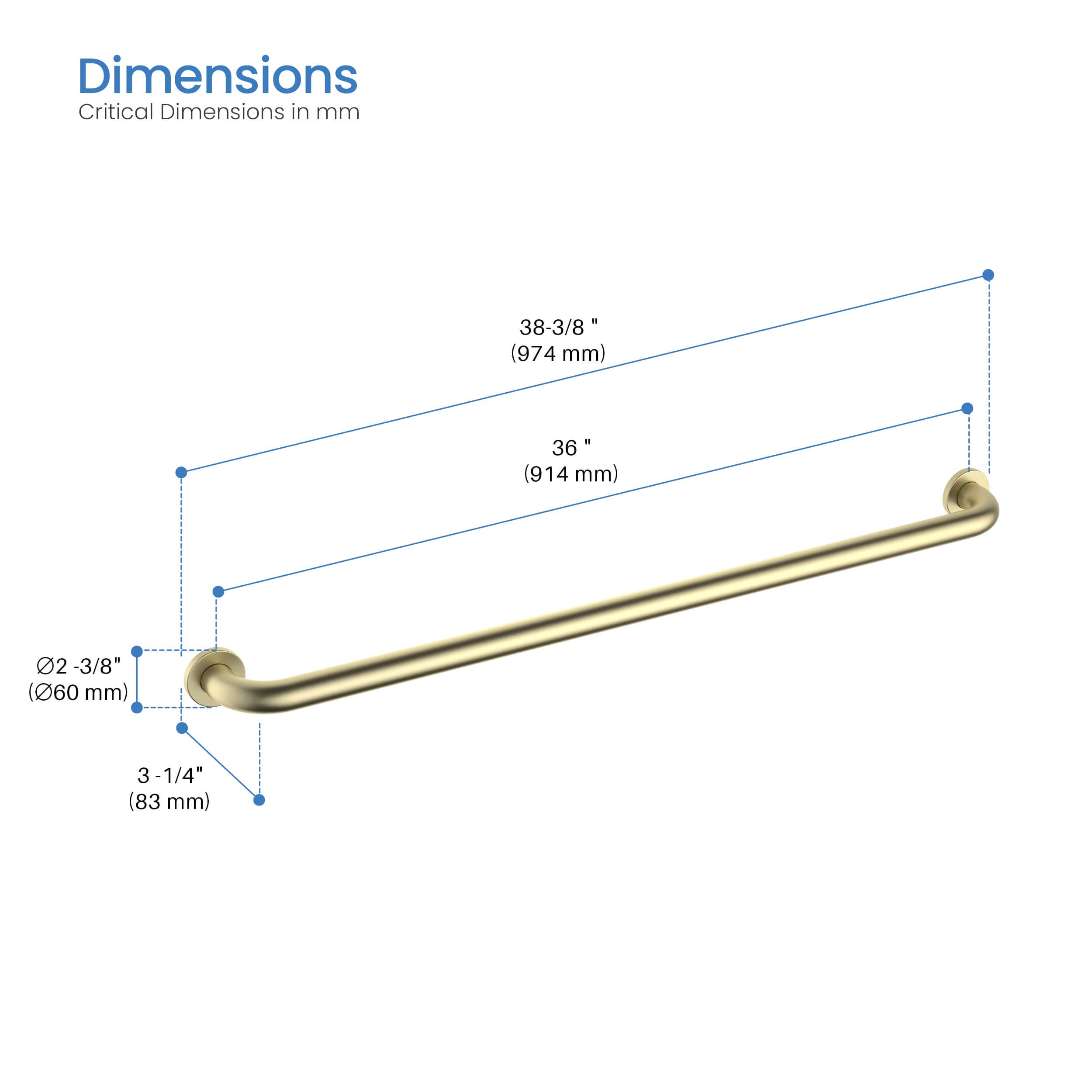 36-Inch Stainless Steel Bathroom Safety Grab Bar – KGB1036