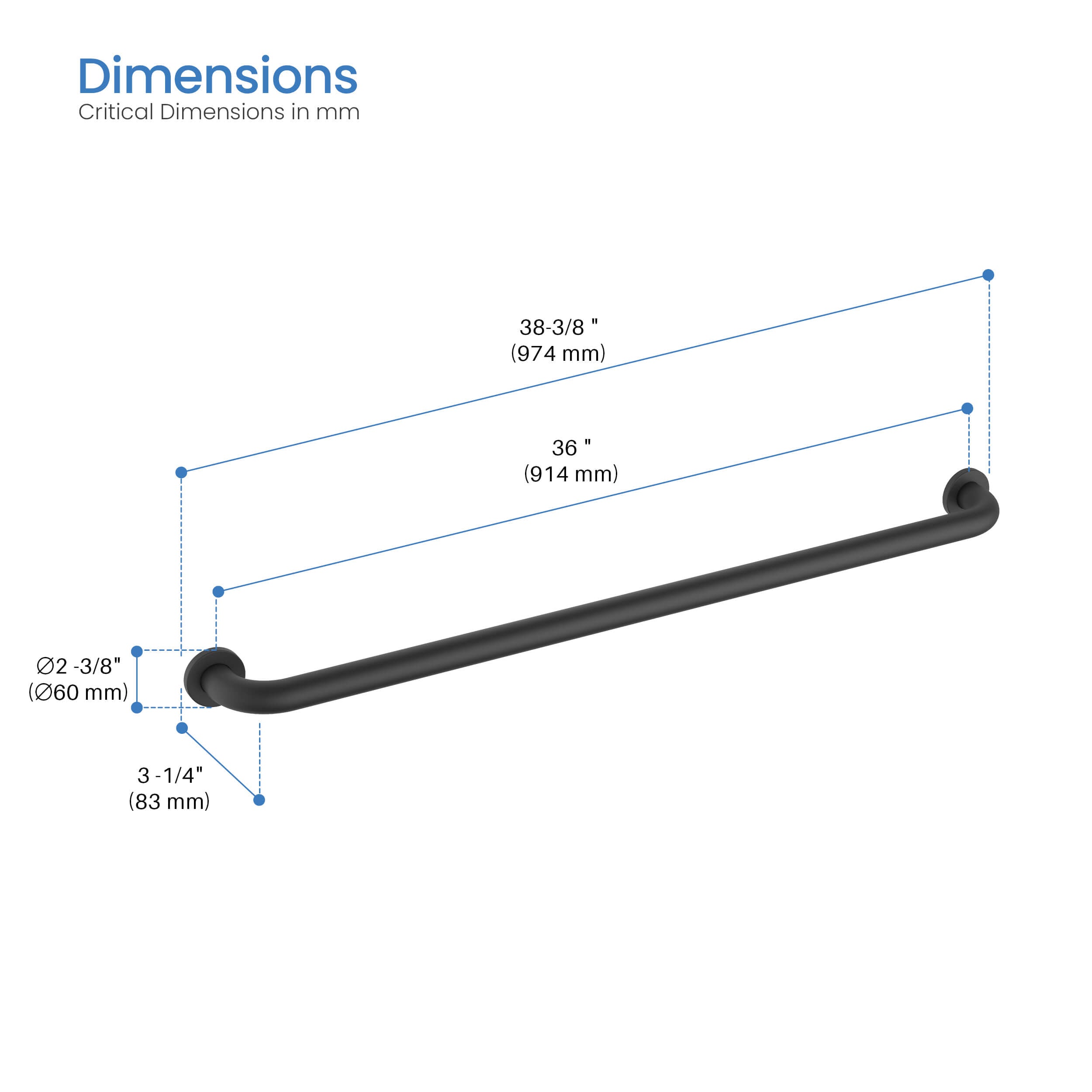 36-Inch Stainless Steel Bathroom Safety Grab Bar – KGB1036
