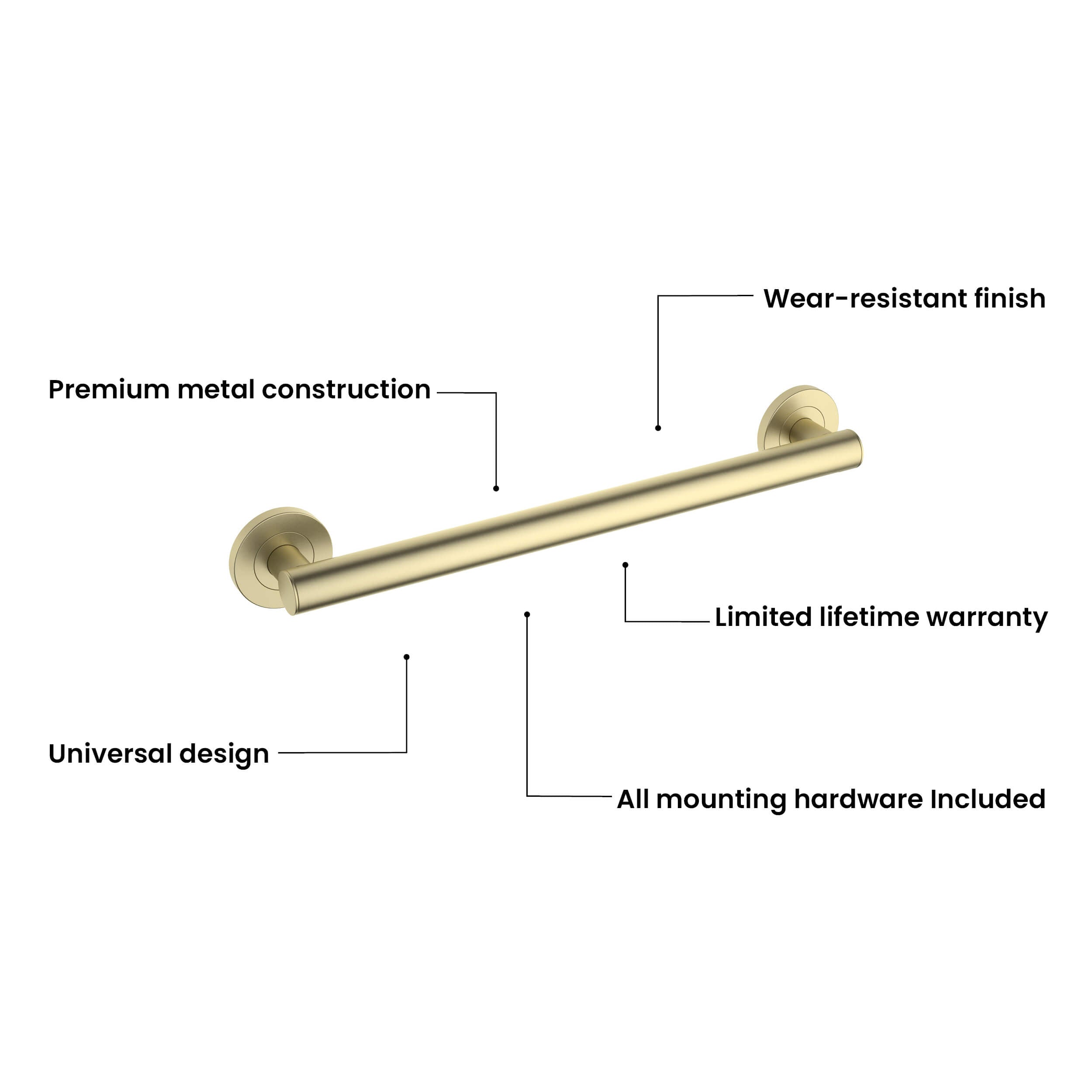 18-Inch Stainless Steel Bathroom Safety Grab Bar – KGB1118