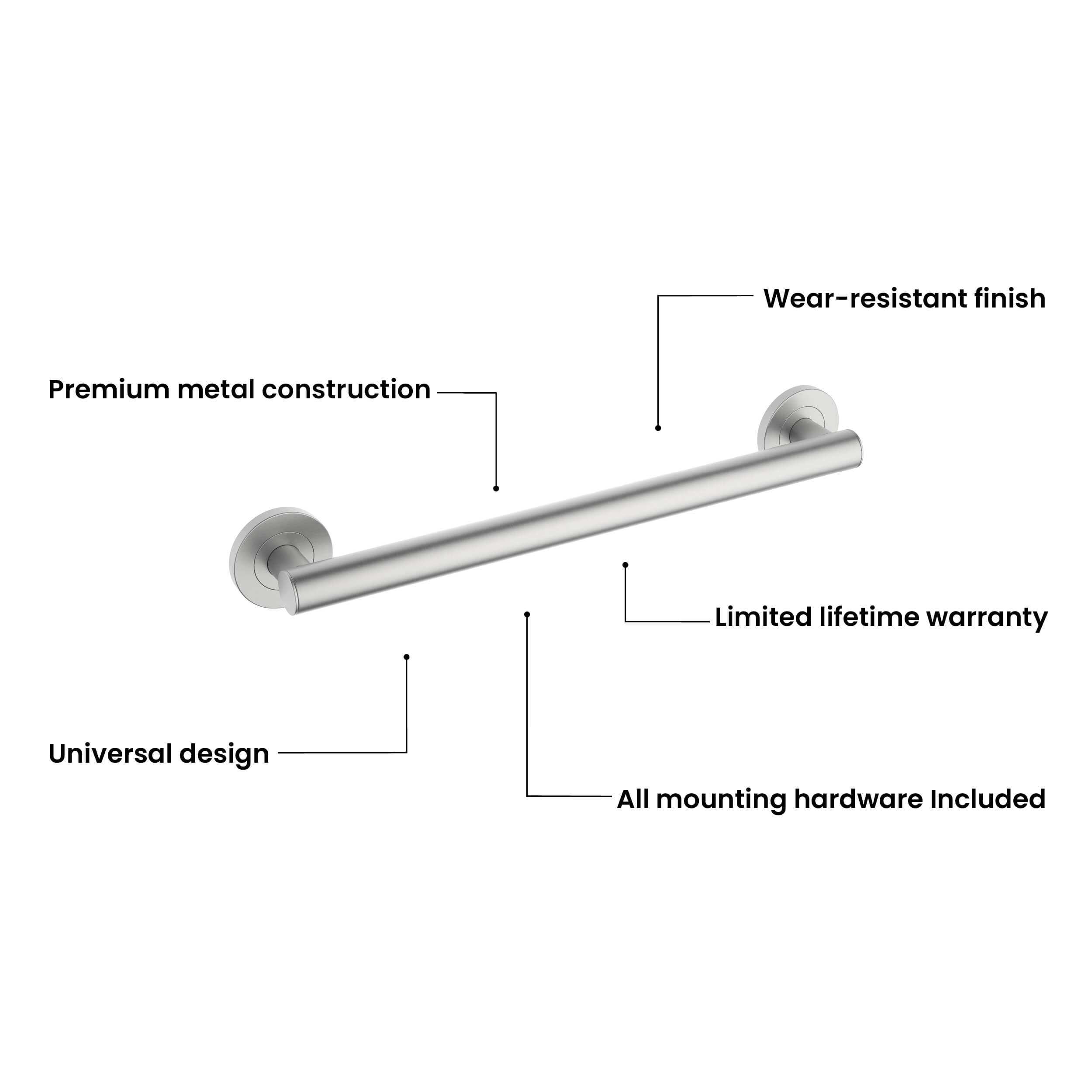 18-Inch Stainless Steel Bathroom Safety Grab Bar – KGB1118