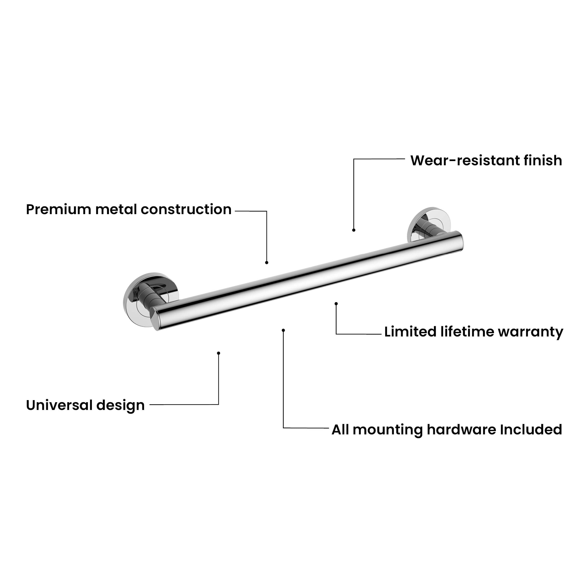 18-Inch Stainless Steel Bathroom Safety Grab Bar – KGB1118