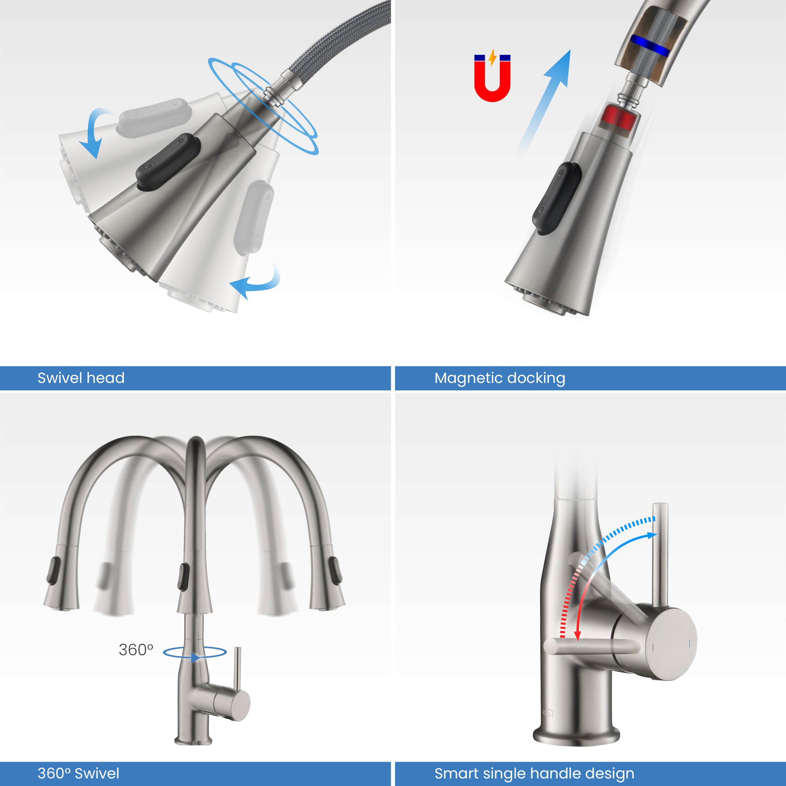 Napa Single Handle Pull Down Kitchen Sink Faucet - KKF2005
