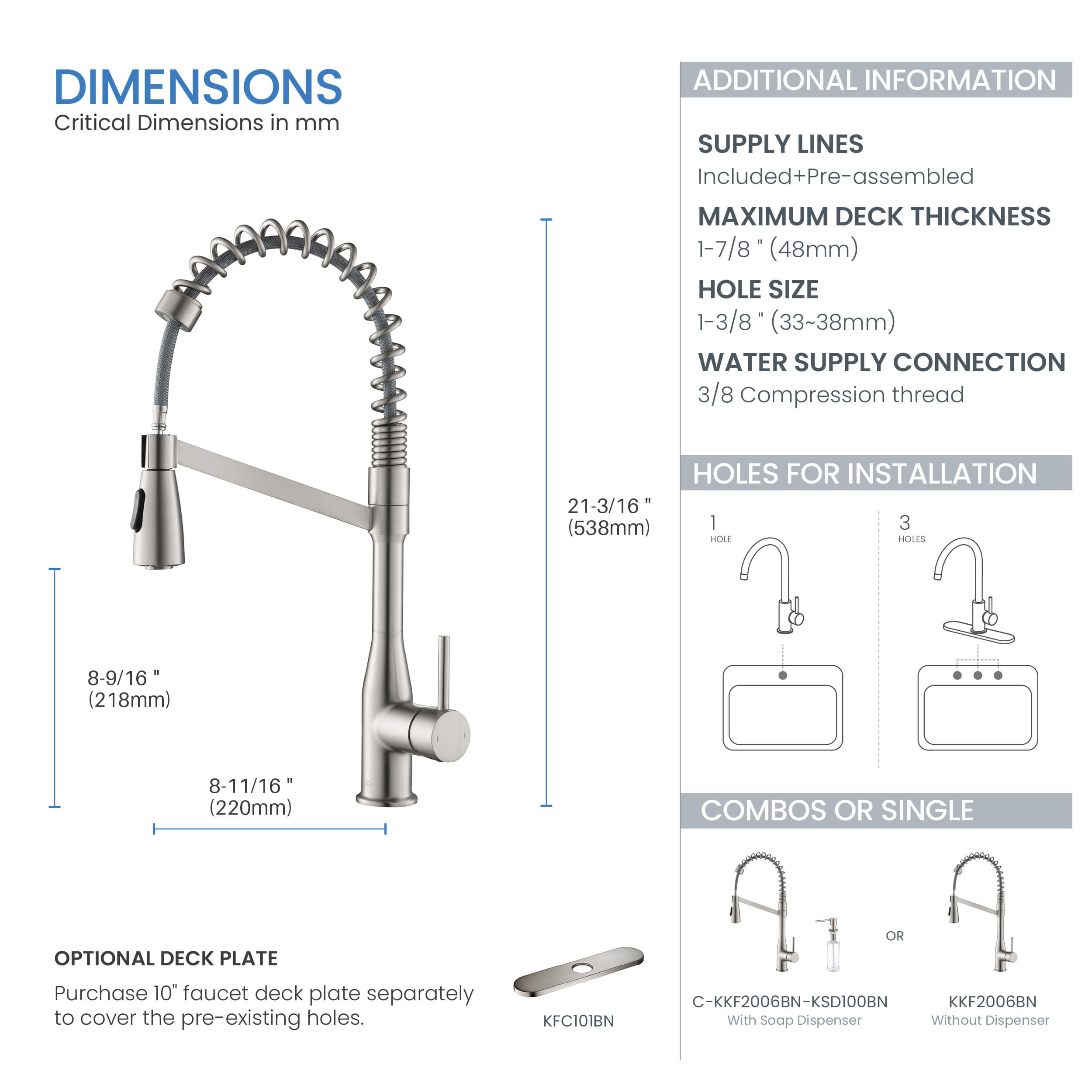 Largo Single Handle Commercial Style Kitchen Sink Faucet - KKF2006