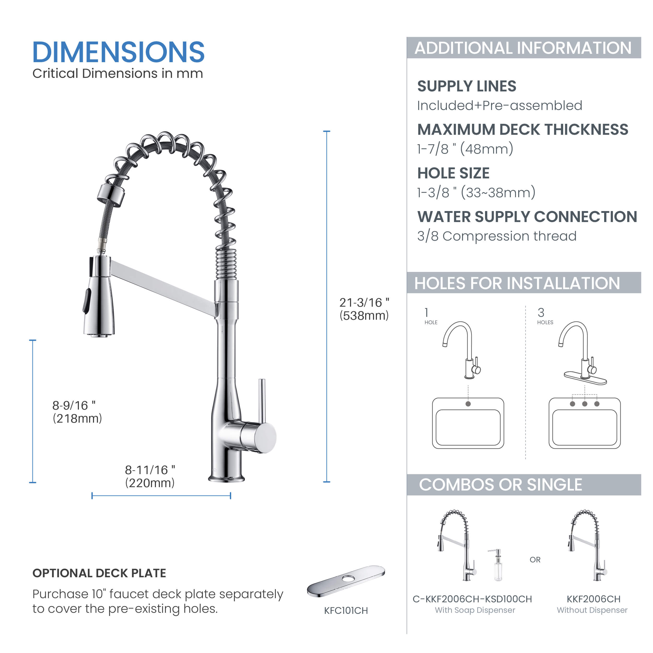 Largo Single Handle Commercial Style Kitchen Sink Faucet - KKF2006