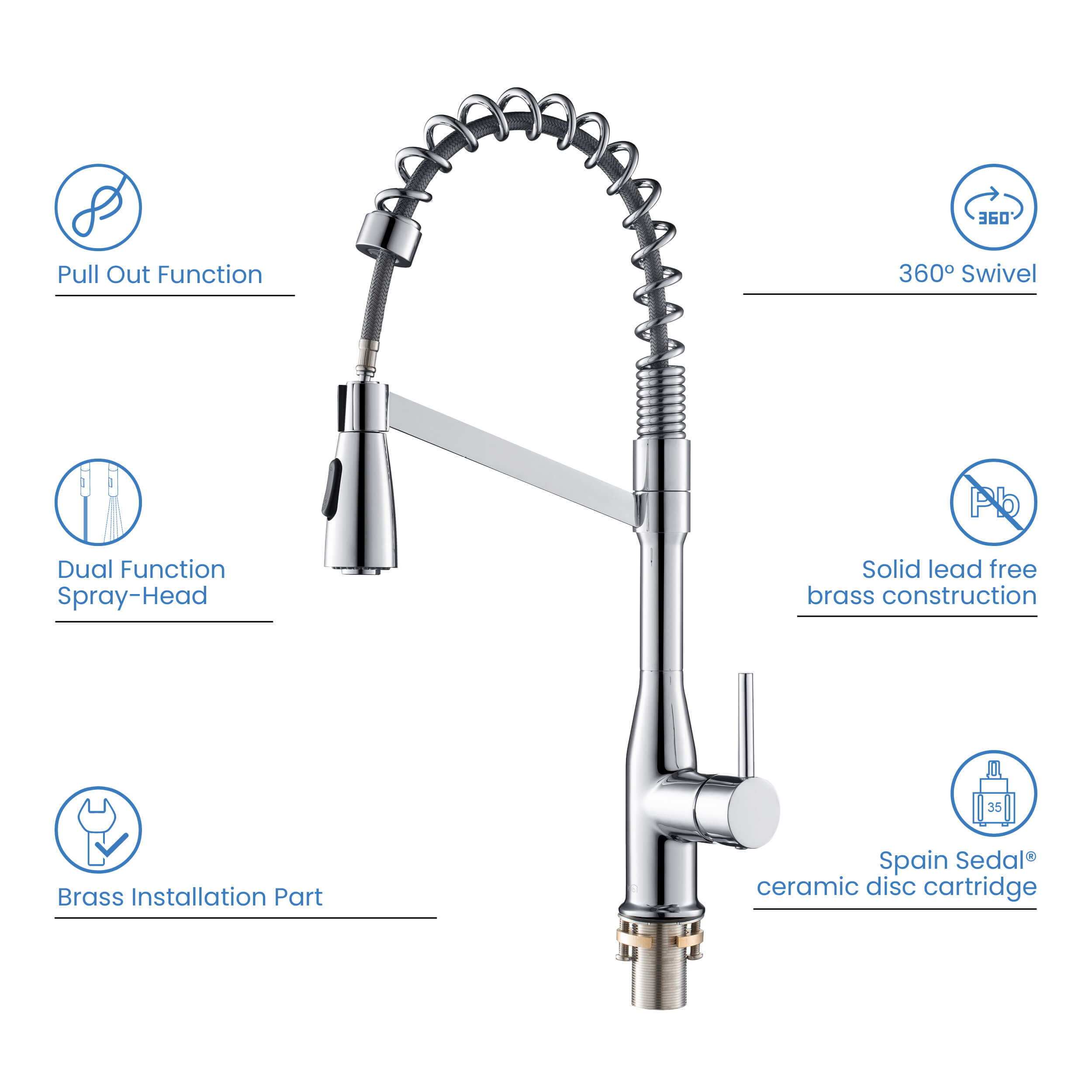 Largo Single Handle Commercial Style Kitchen Sink Faucet - KKF2006