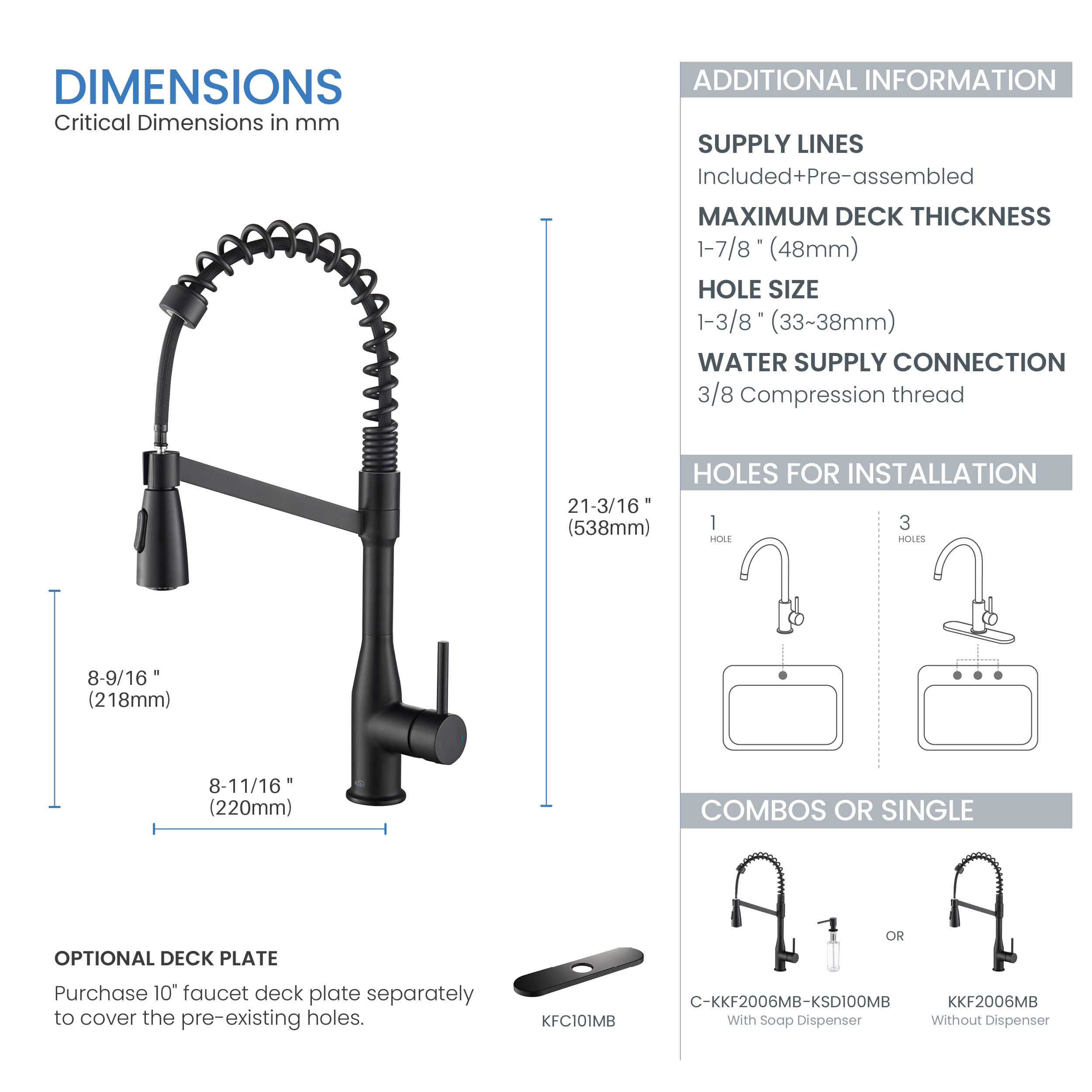 Largo Single Handle Commercial Style Kitchen Sink Faucet - KKF2006