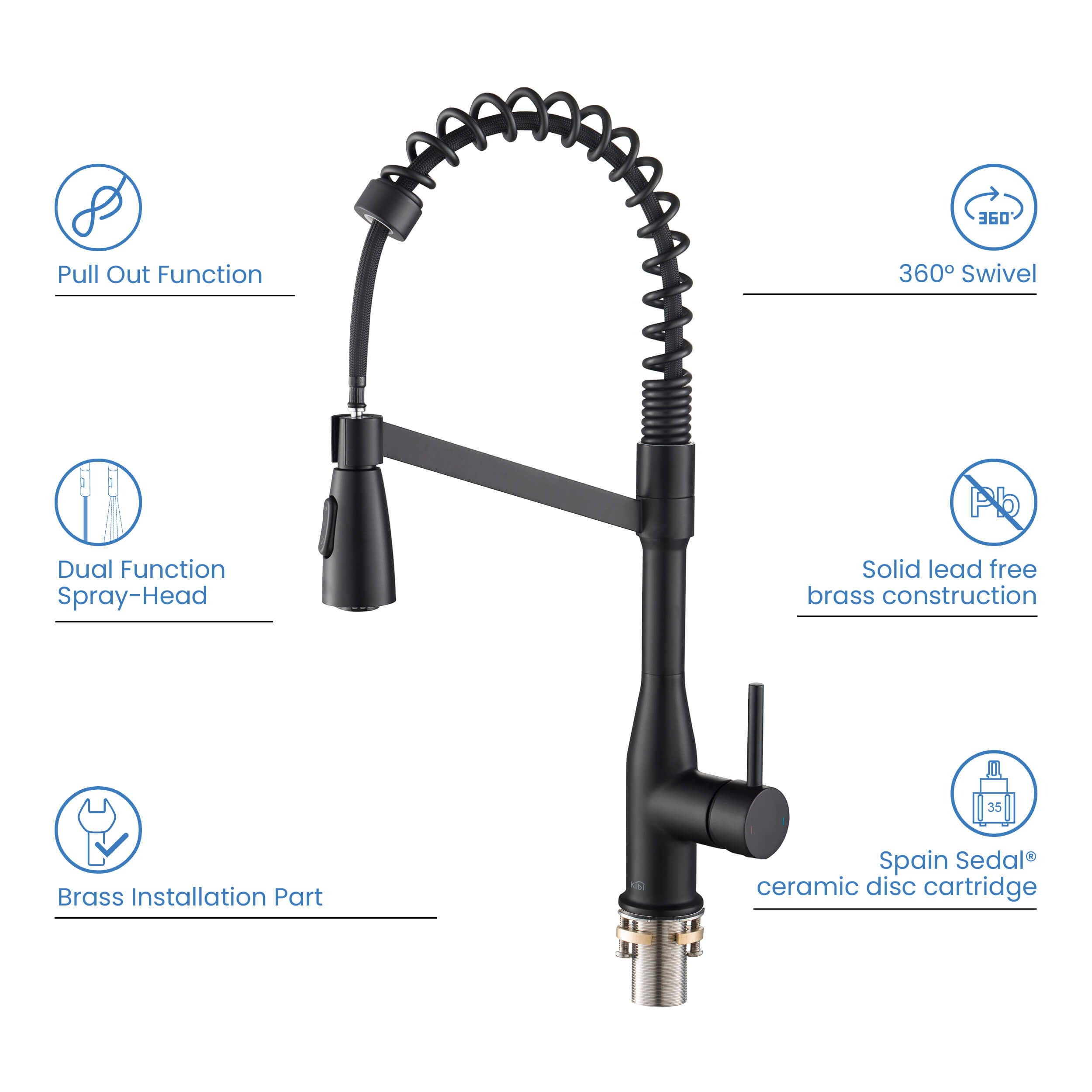 Largo Single Handle Commercial Style Kitchen Sink Faucet - KKF2006