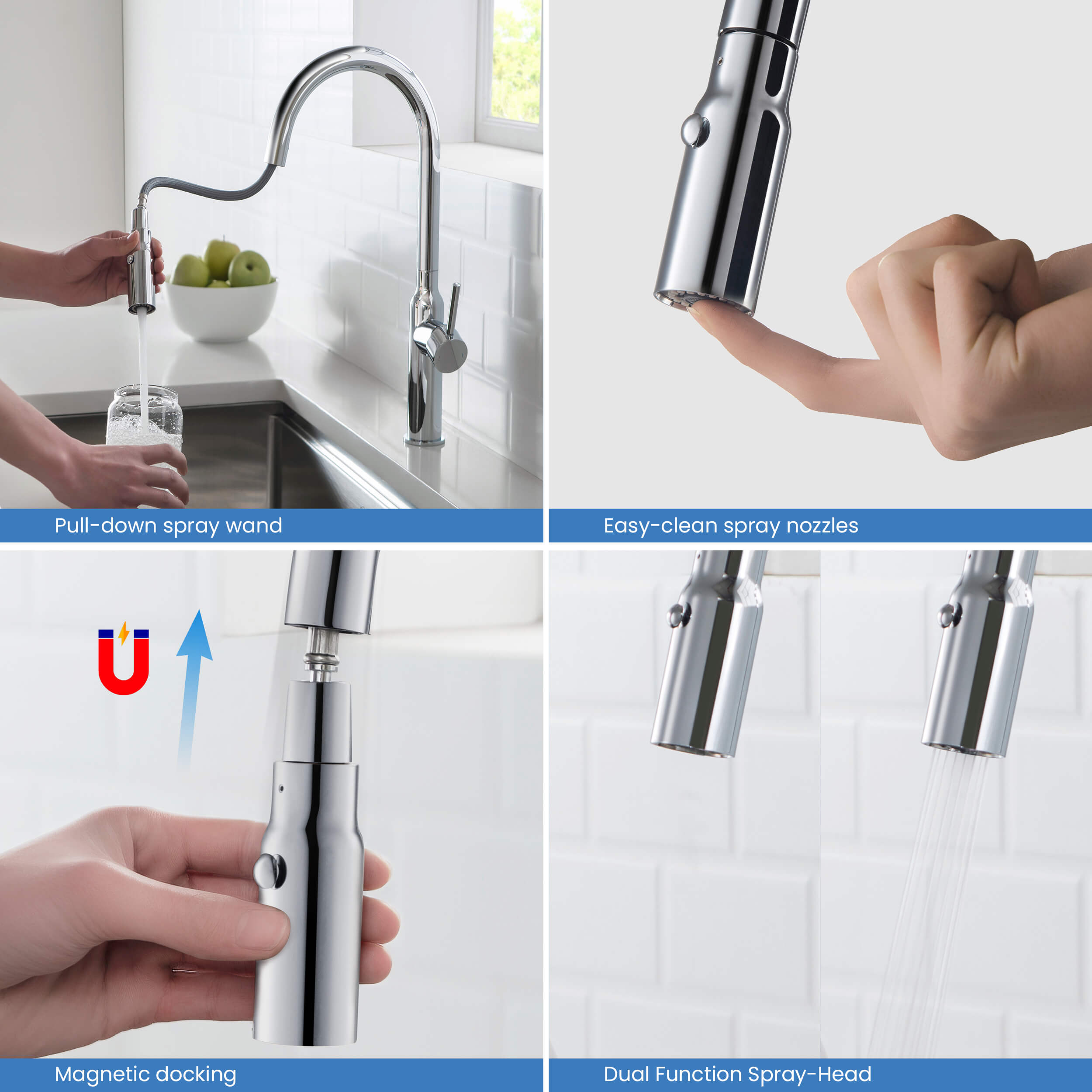 Hilo Single Handle Pull Down Kitchen Sink Faucet - KKF2008