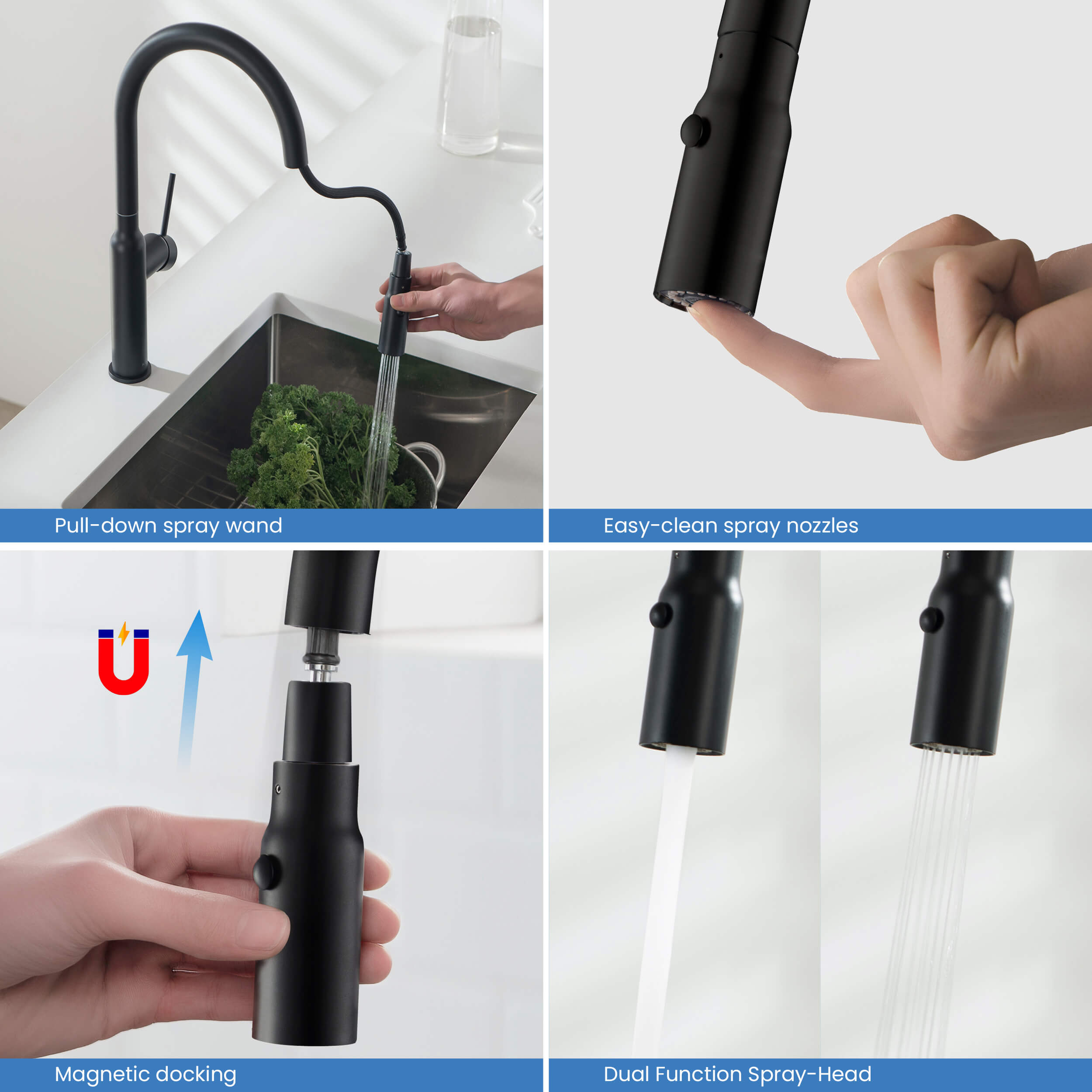 Hilo Single Handle Pull Down Kitchen Sink Faucet - KKF2008