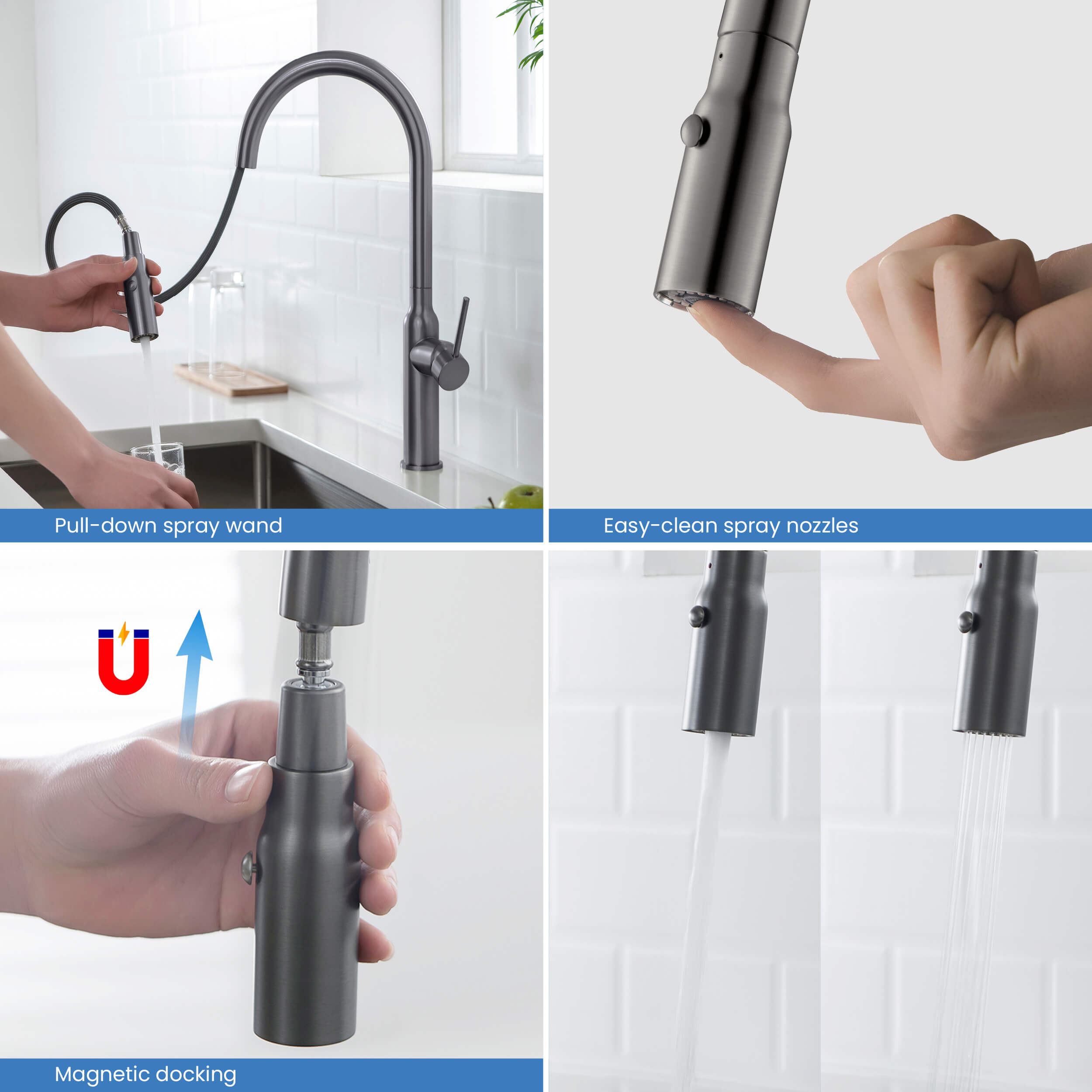 Hilo Single Handle Pull Down Kitchen Sink Faucet - KKF2008