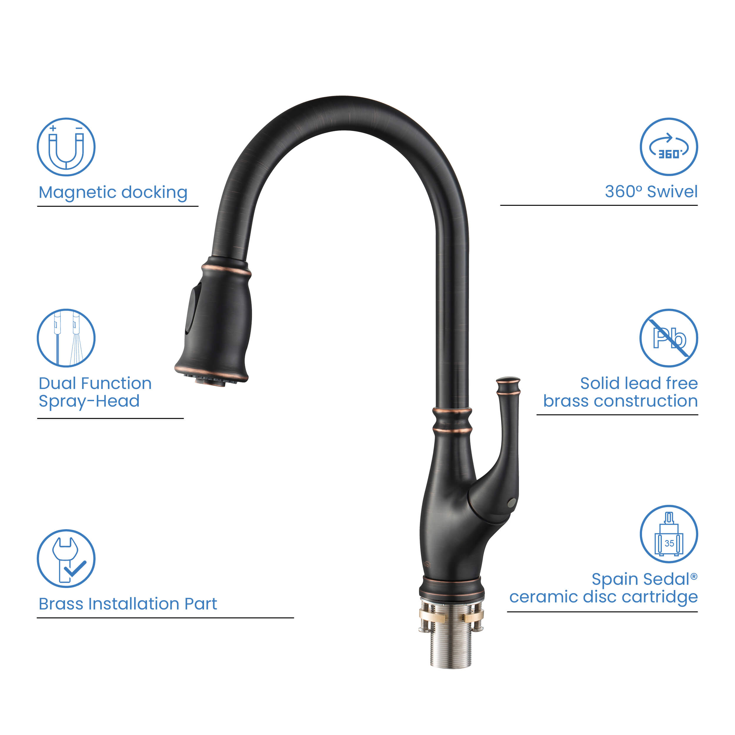 Summit Single Handle Pull Down Kitchen Sink Faucet - KKF2009