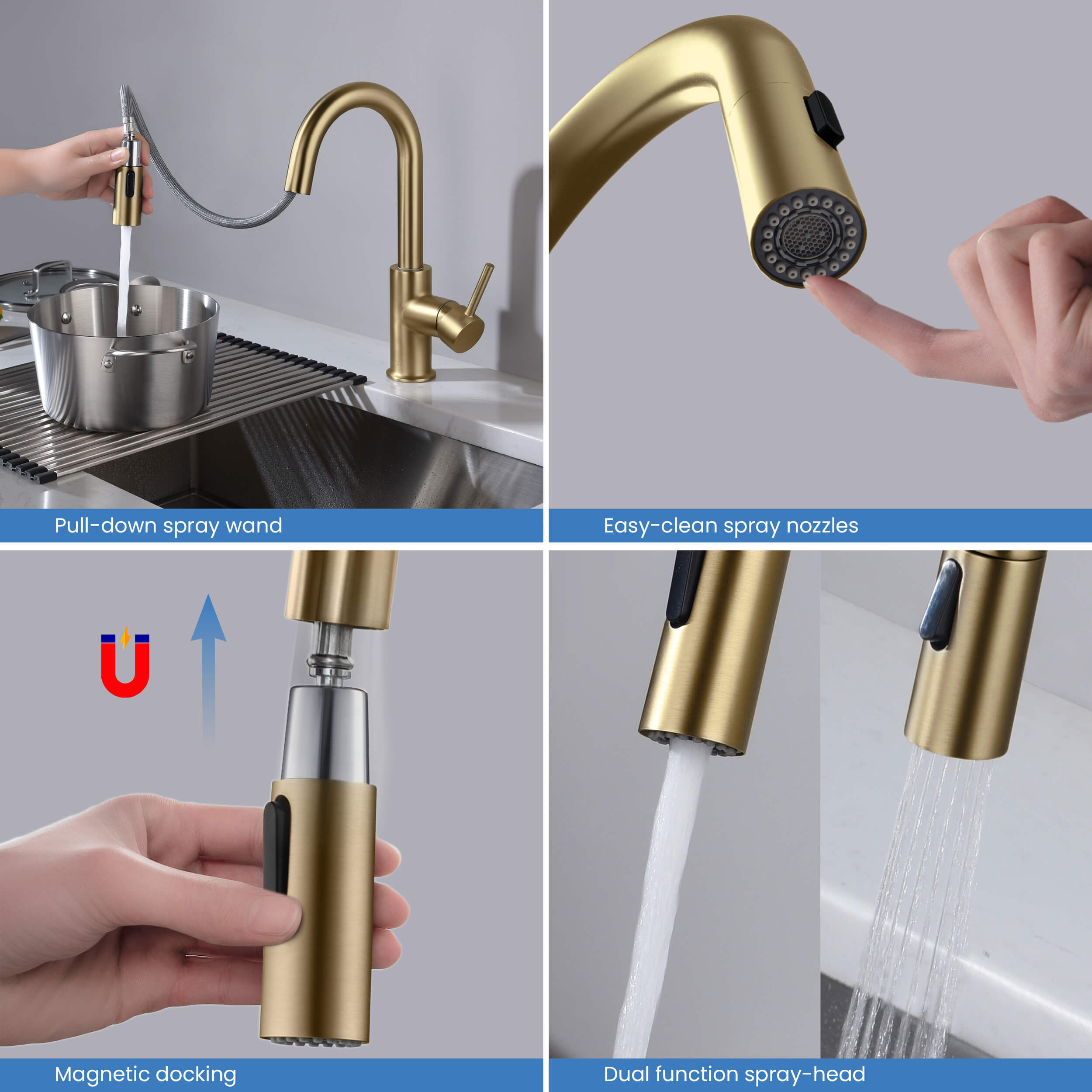Circular Single Handle Pull Down Kitchen & Bar Sink Faucet - KKF2011