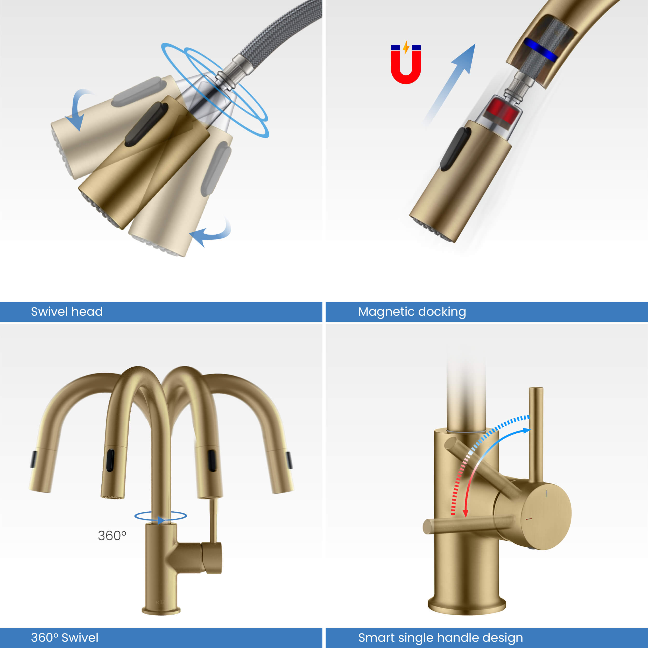 Circular Single Handle Pull Down Kitchen & Bar Sink Faucet - KKF2011