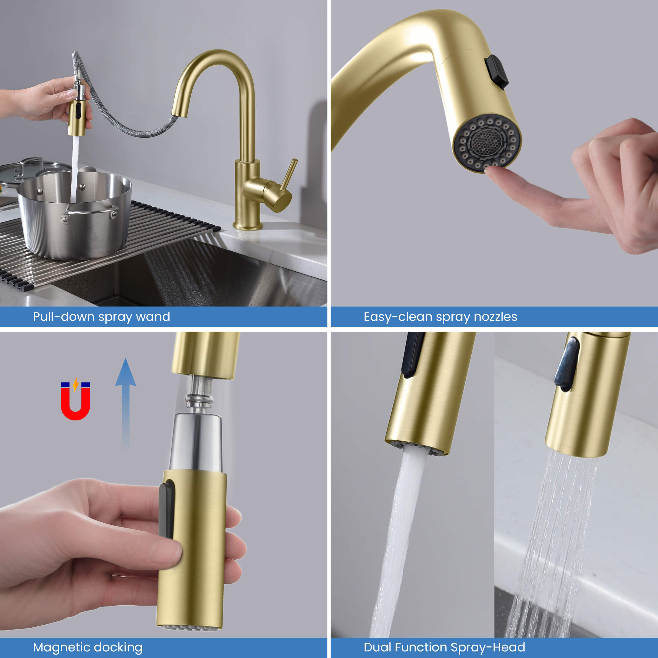 Circular Single Handle Pull Down Kitchen & Bar Sink Faucet - KKF2011