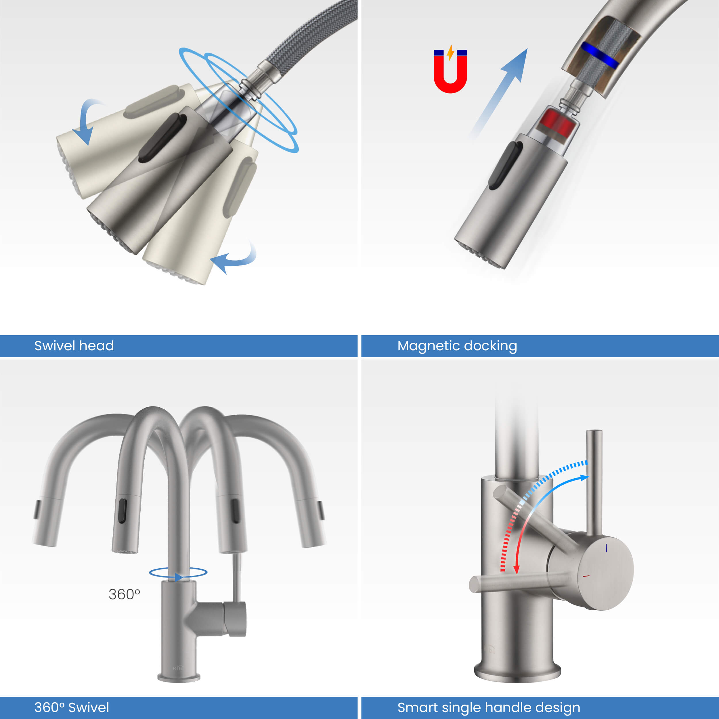 Circular Single Handle Pull Down Kitchen & Bar Sink Faucet - KKF2011
