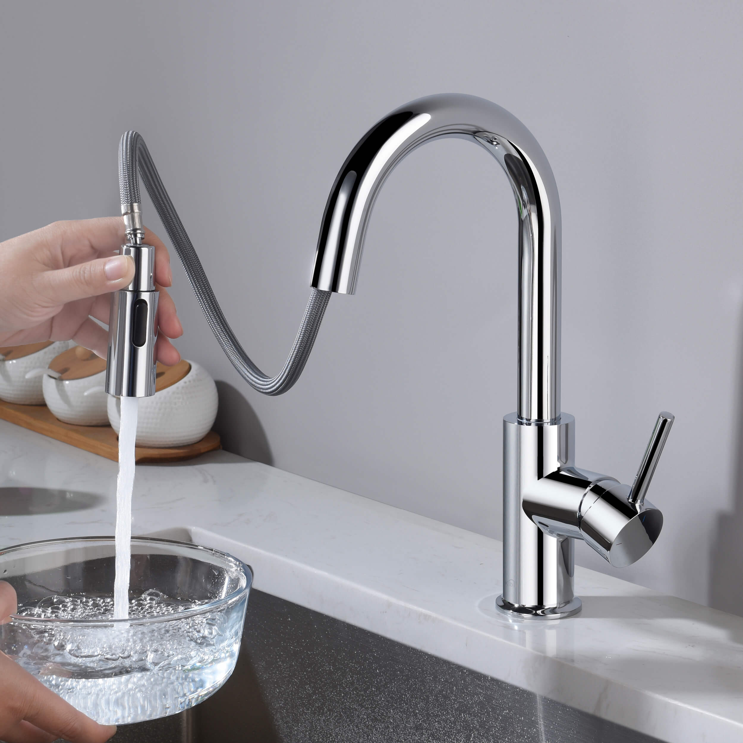 Circular Single Handle Pull Down Kitchen & Bar Sink Faucet - KKF2011