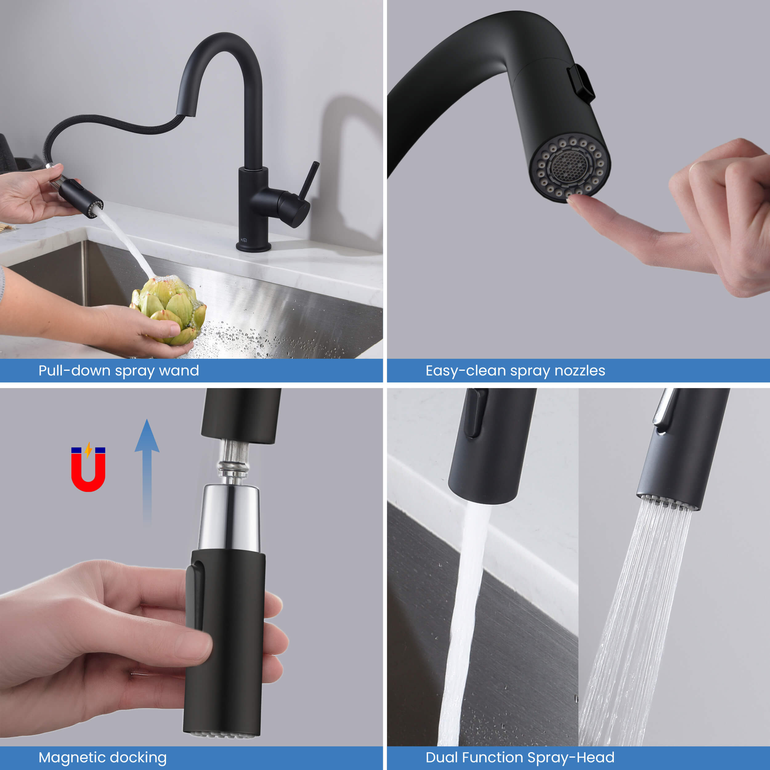 Circular Single Handle Pull Down Kitchen & Bar Sink Faucet - KKF2011