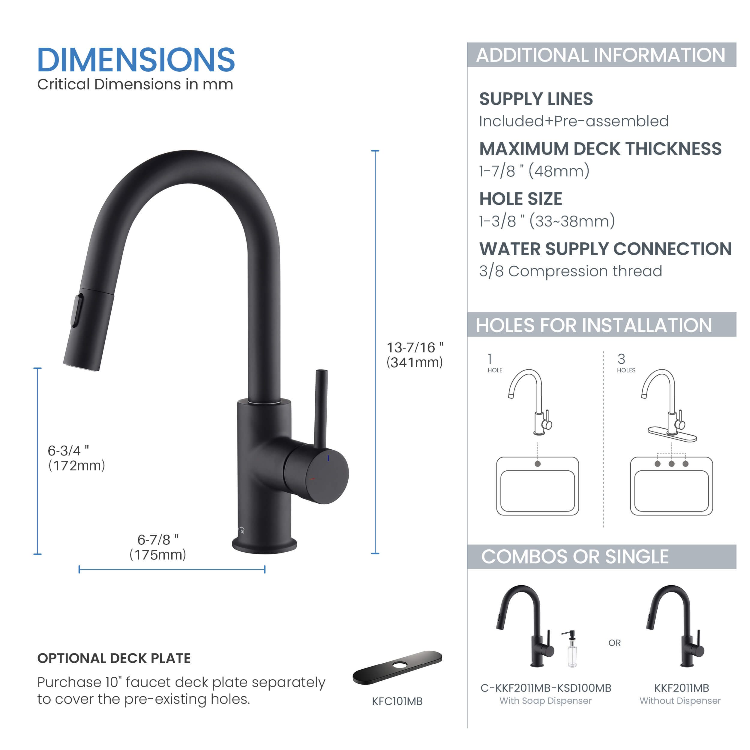 Circular Single Handle Pull Down Kitchen & Bar Sink Faucet - KKF2011