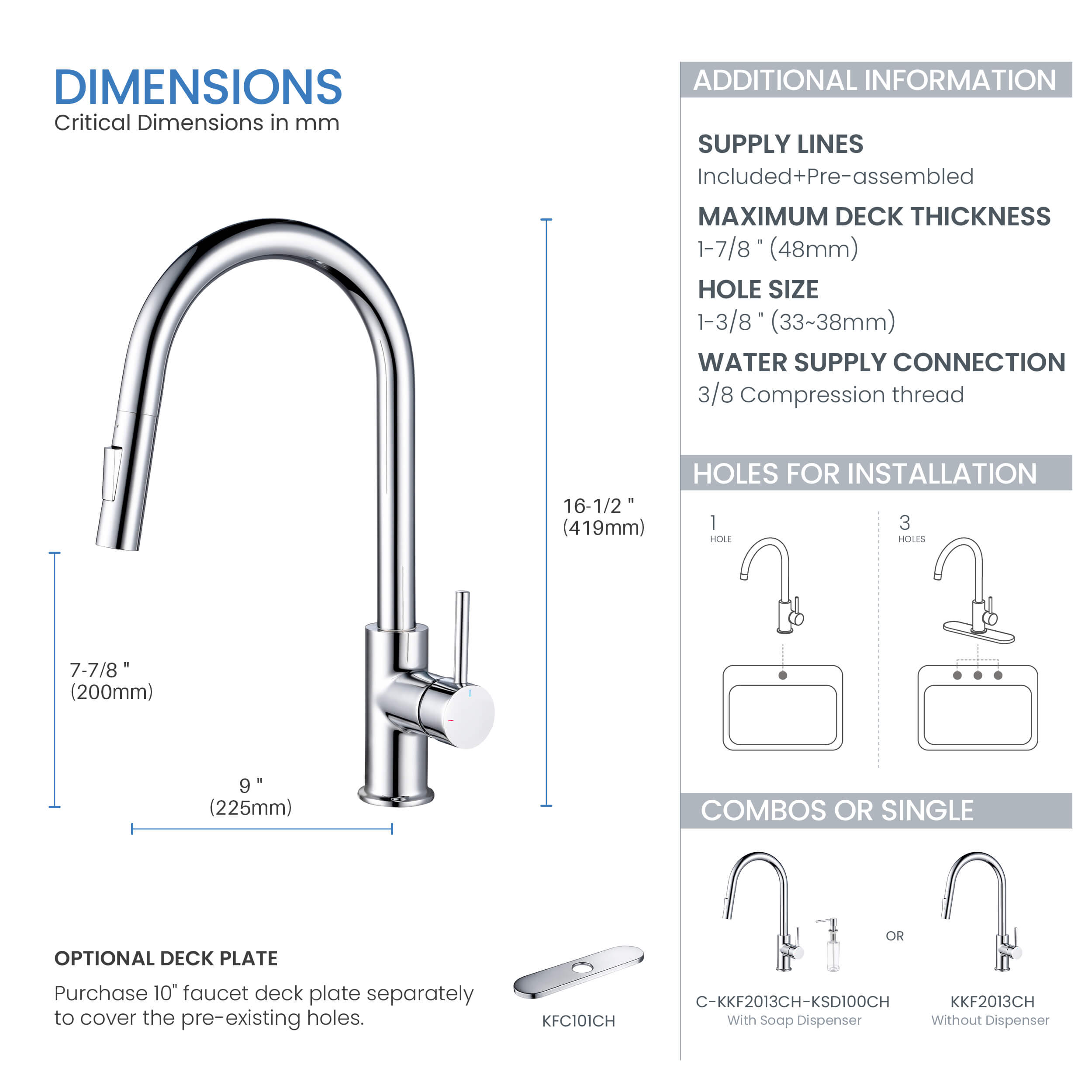 Circular Single Handle Pull Down Kitchen Faucet - KKF2013