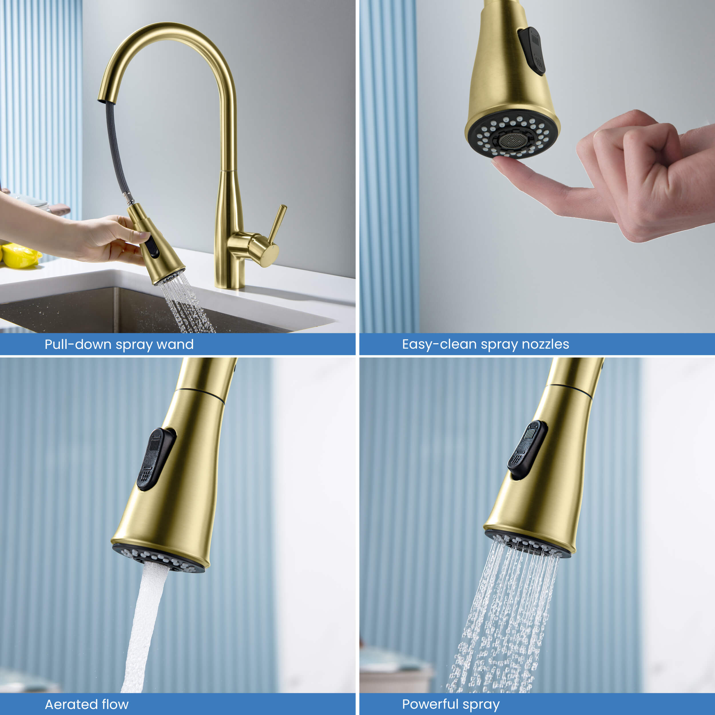Bari-T Single Handle Pull Down Kitchen Sink Faucet - KKF2016