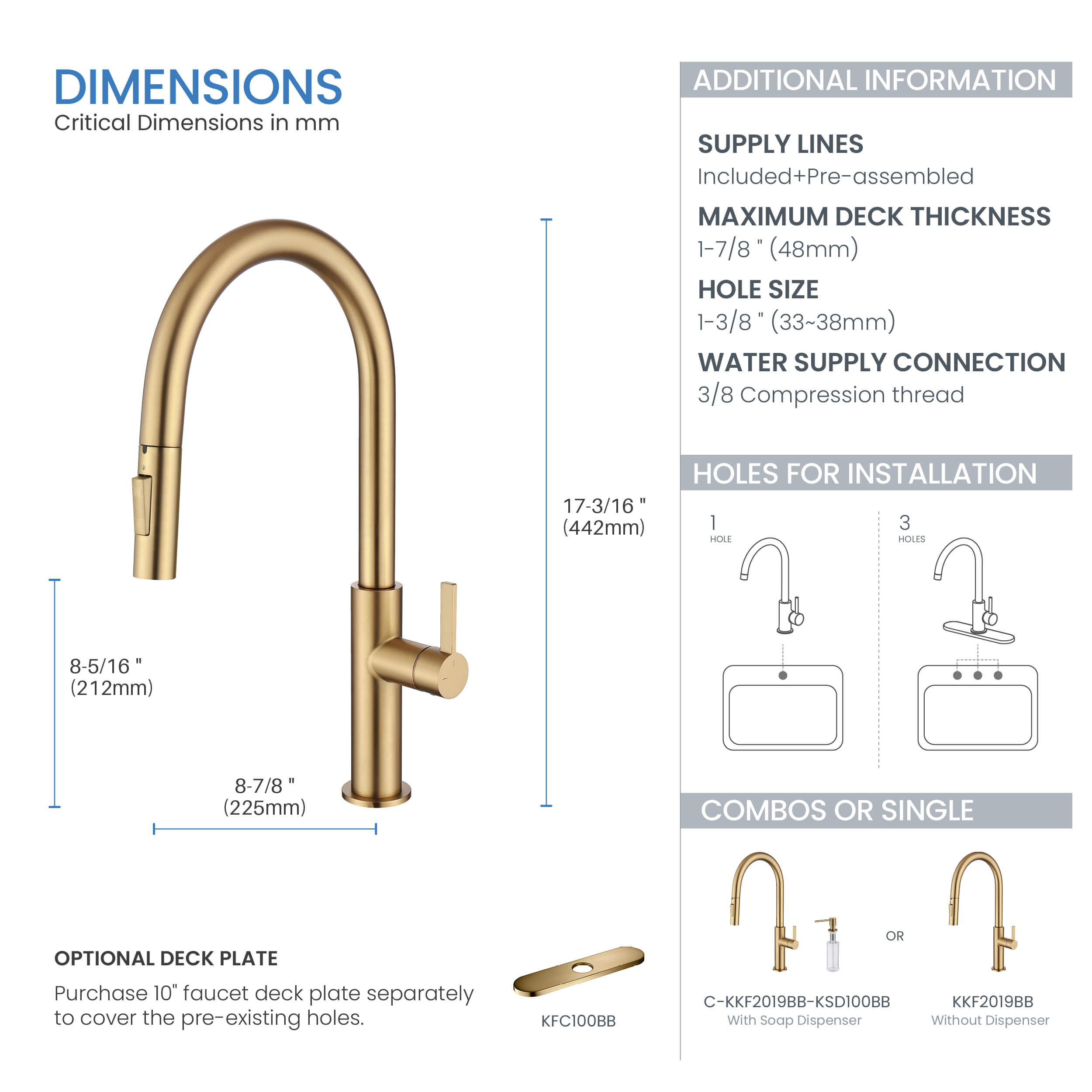 Novo Single Handle Pull Down Kitchen Faucet - KKF2019