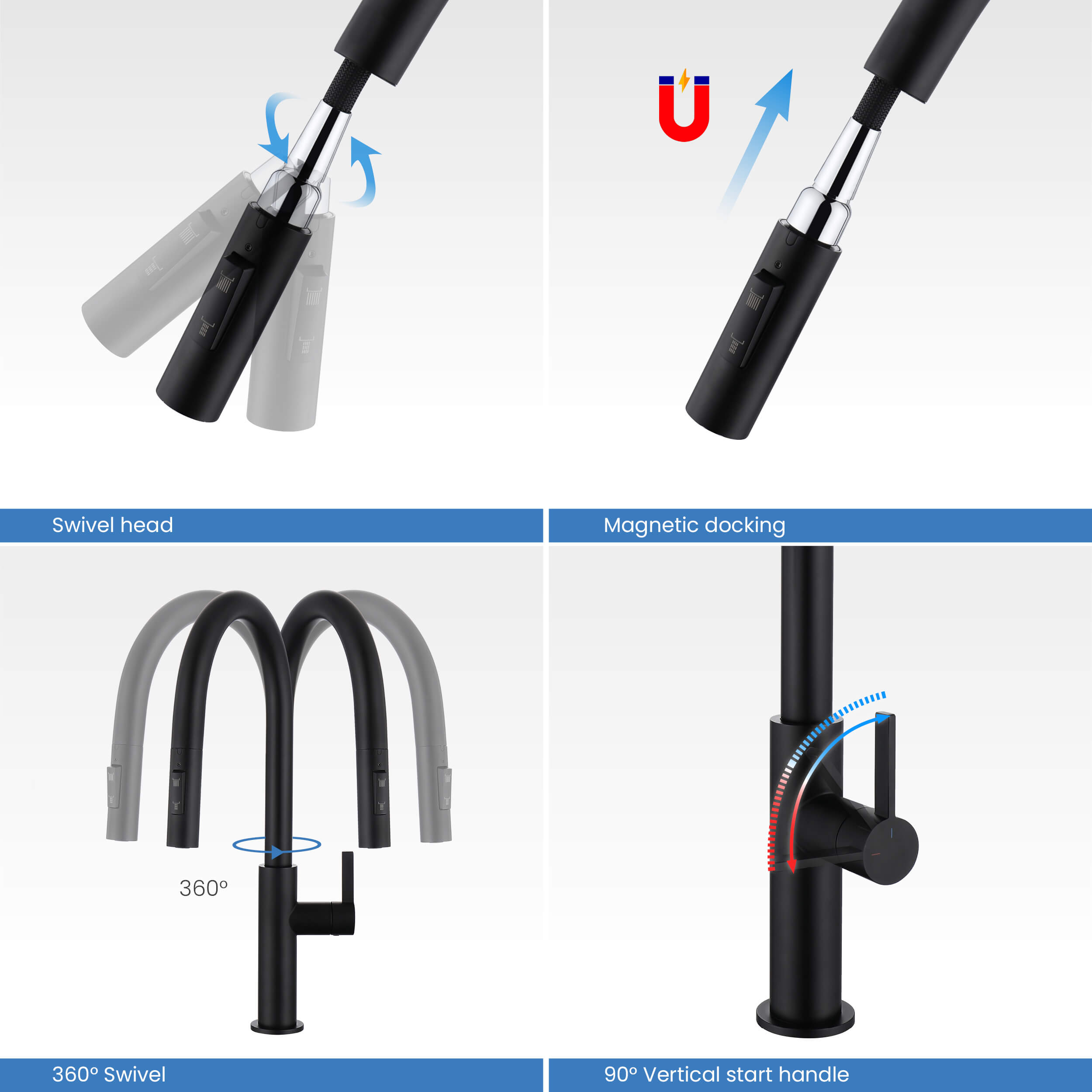 Novo Single Handle Pull Down Kitchen Faucet - KKF2019