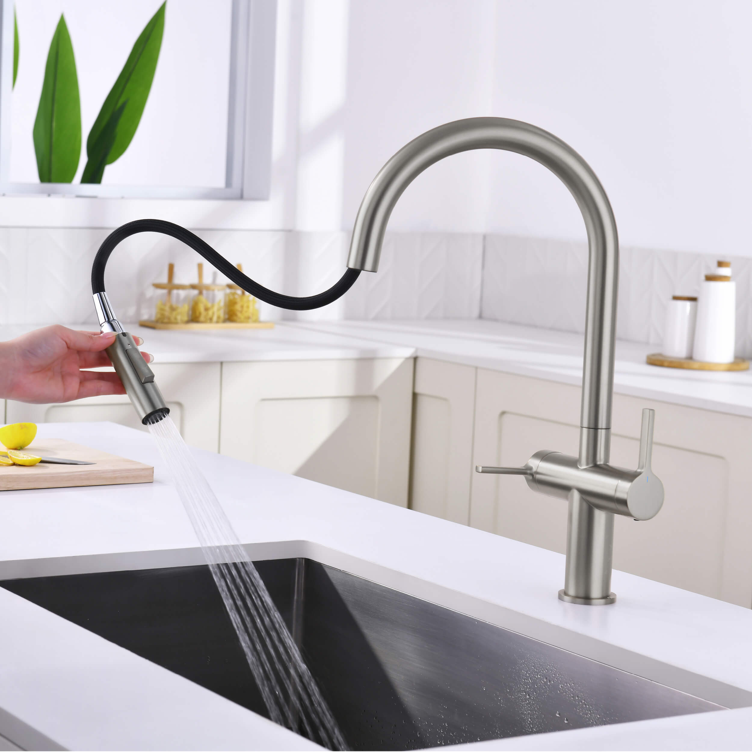 Novo Single Hole Two Handle Pull Down Kitchen Faucet - KKF2020