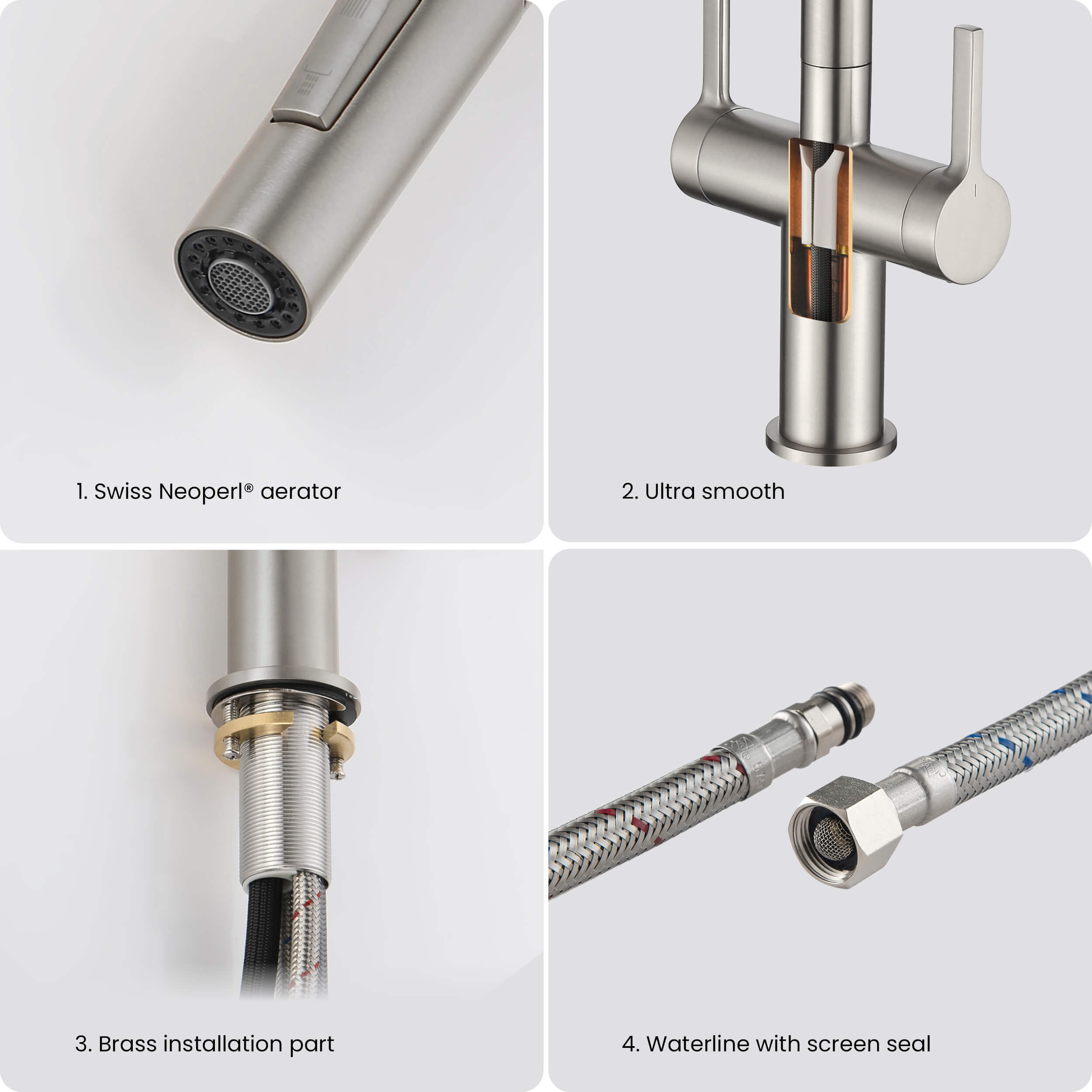 Novo Single Hole Two Handle Pull Down Kitchen Faucet - KKF2020