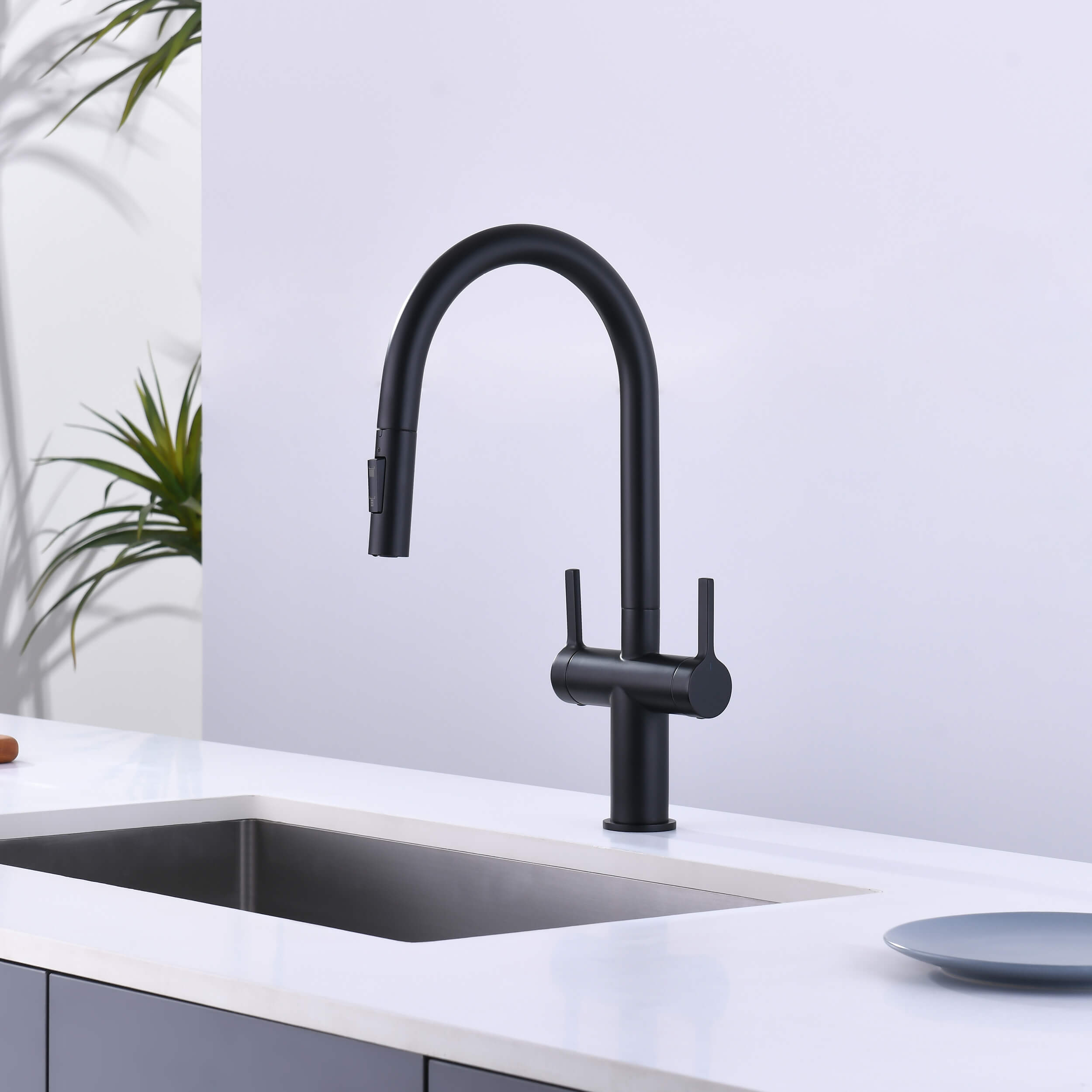 Novo Single Hole Two Handle Pull Down Kitchen Faucet - KKF2020