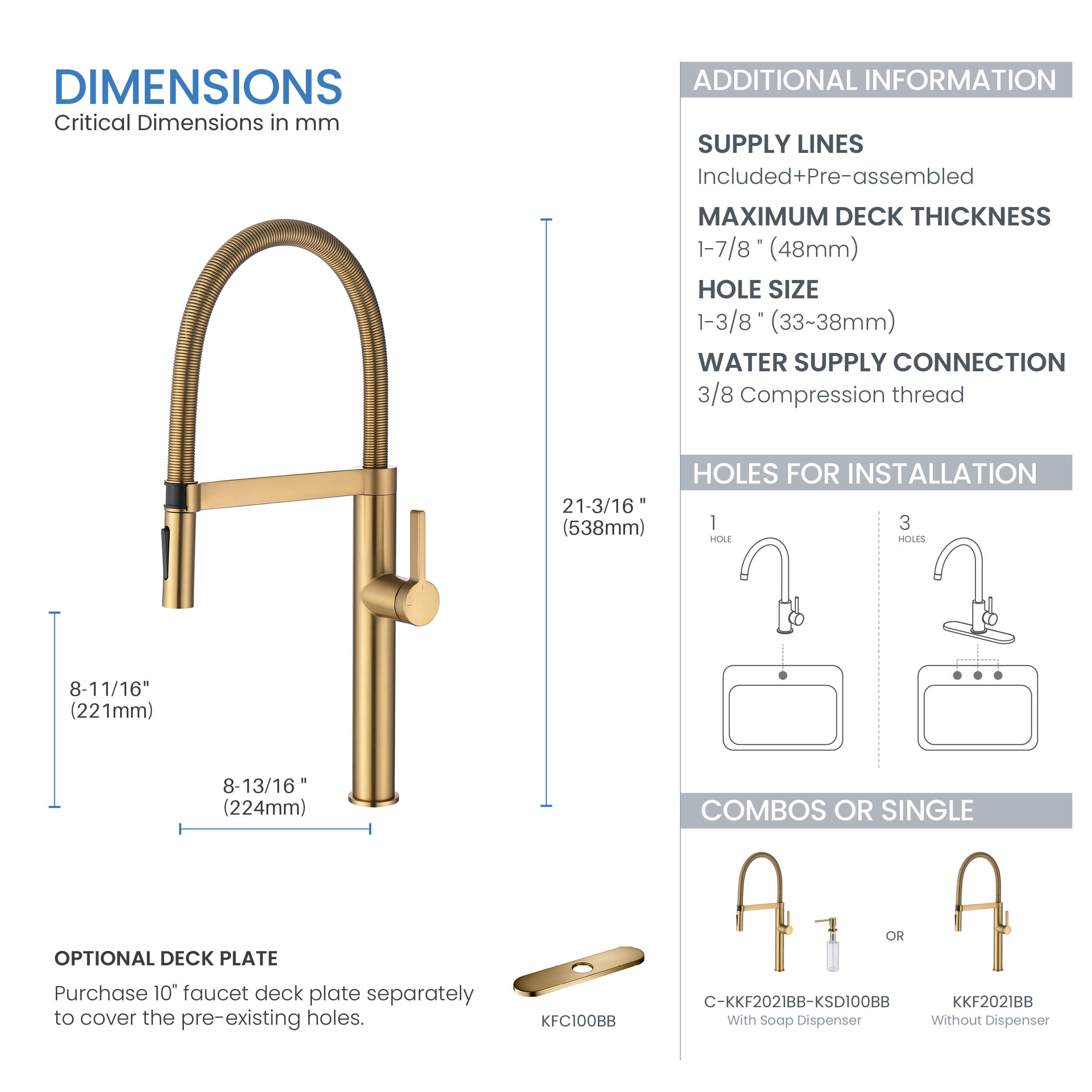 Novo Pro-style Single Handle Pull Down Kitchen Faucet - KKF2021