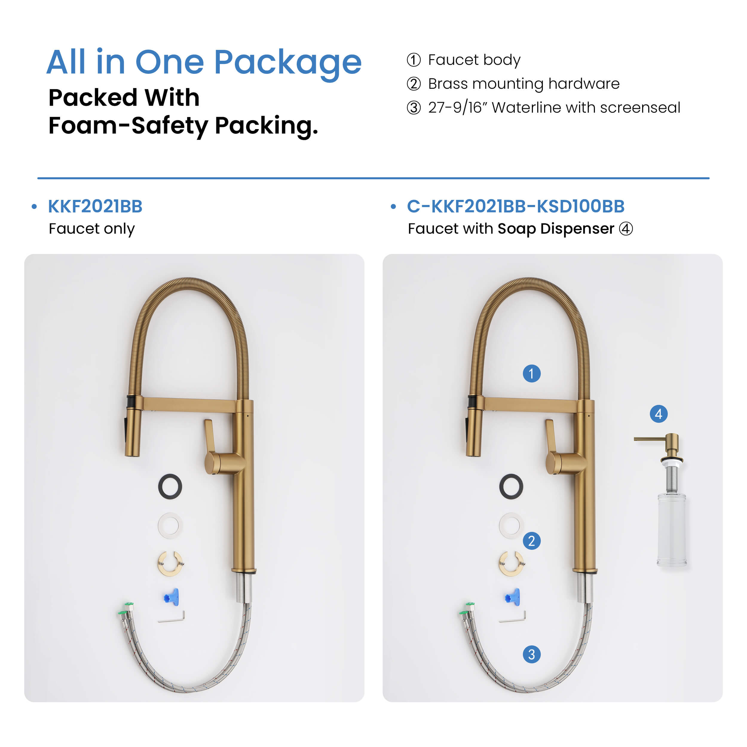 Novo Pro-style Single Handle Pull Down Kitchen Faucet - KKF2021