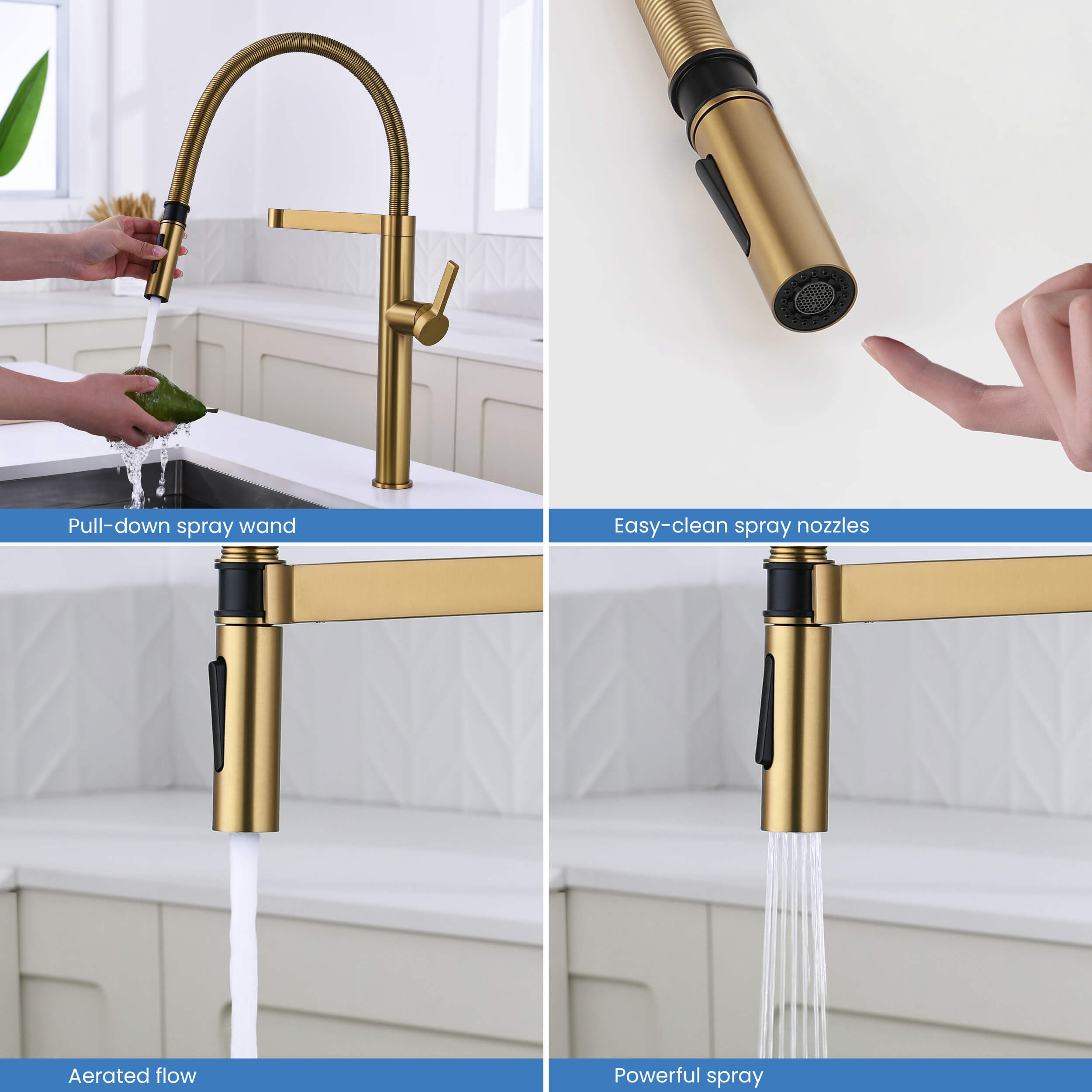 Novo Pro-style Single Handle Pull Down Kitchen Faucet - KKF2021