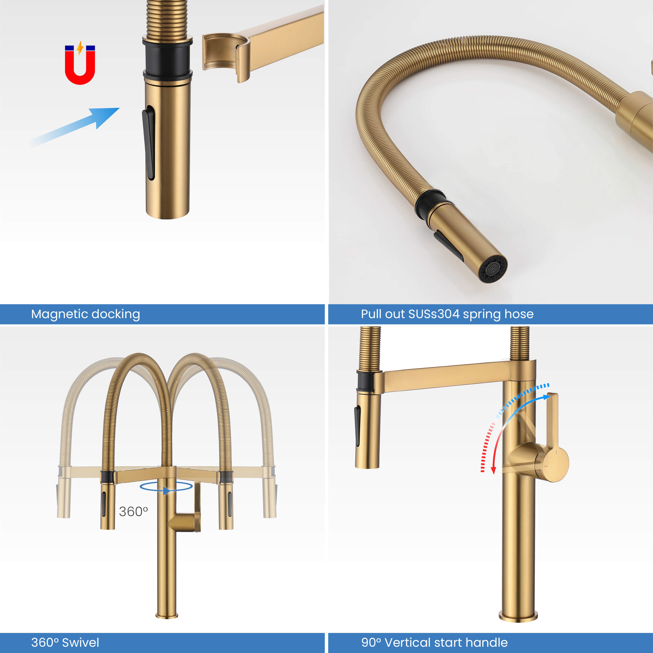 Novo Pro-style Single Handle Pull Down Kitchen Faucet - KKF2021