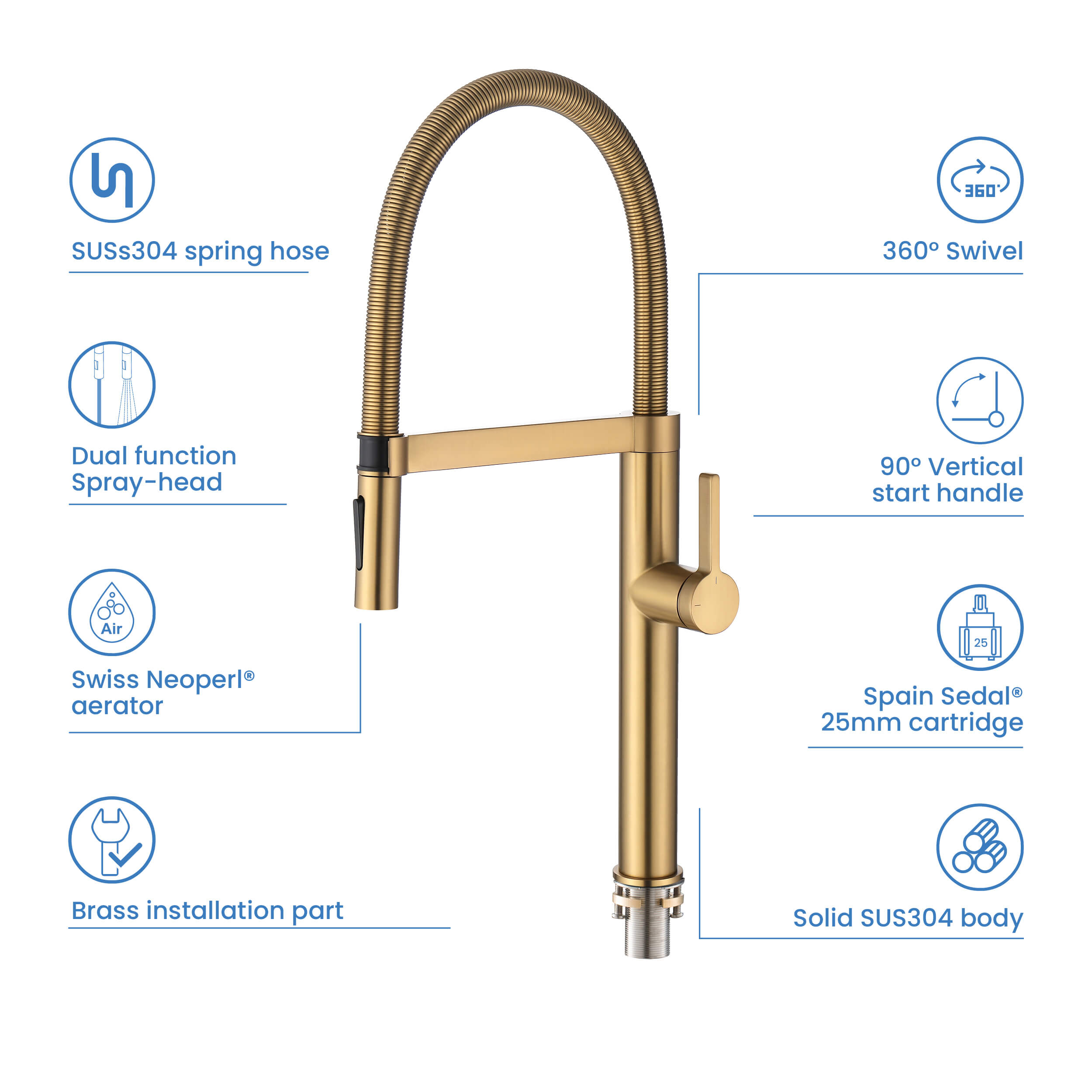 Novo Pro-style Single Handle Pull Down Kitchen Faucet - KKF2021