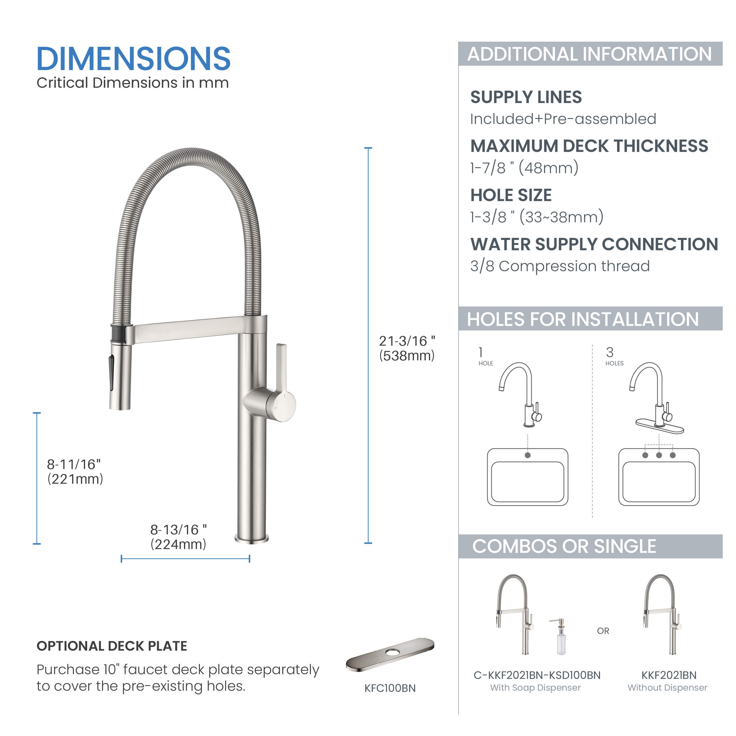 Novo Pro-style Single Handle Pull Down Kitchen Faucet - KKF2021
