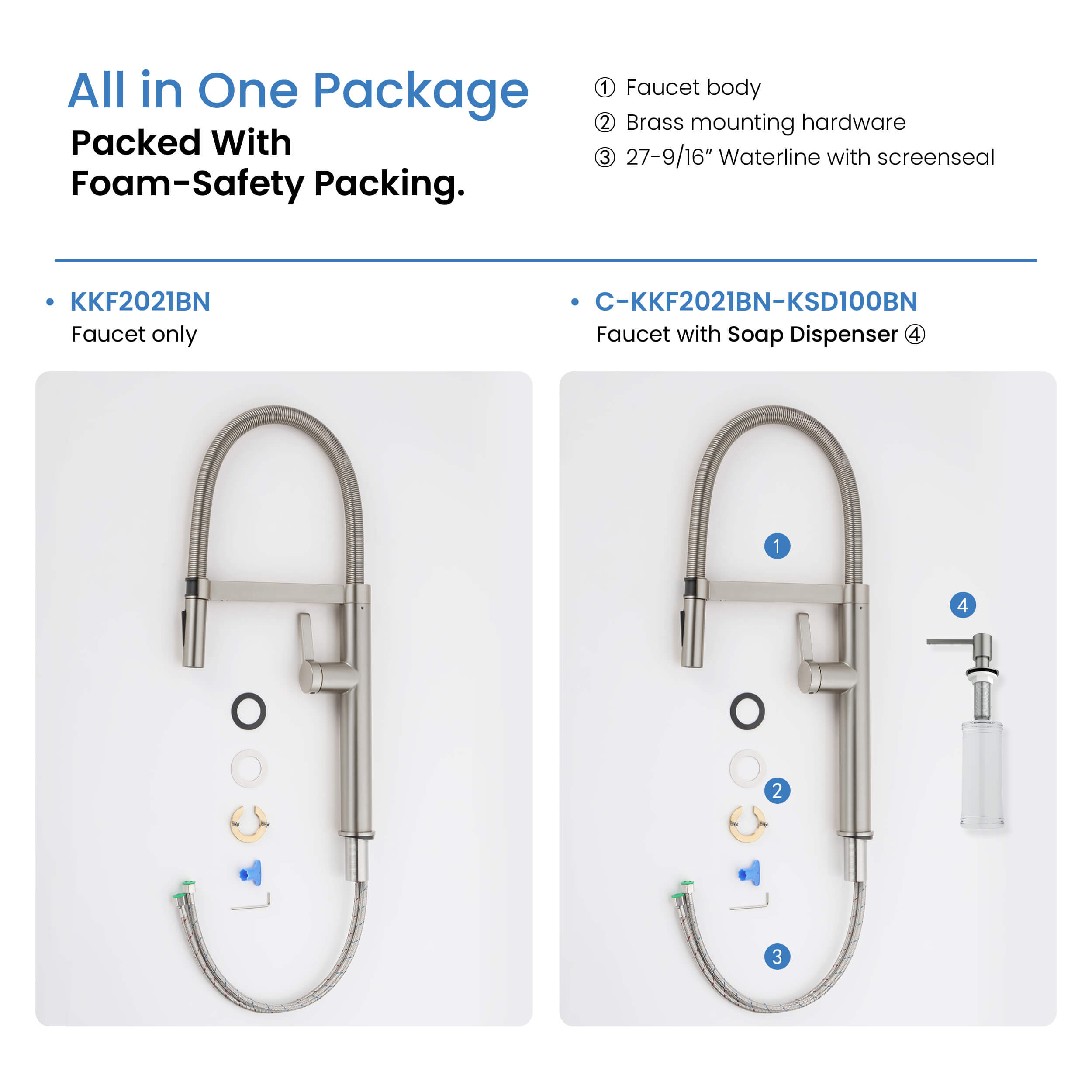 Novo Pro-style Single Handle Pull Down Kitchen Faucet - KKF2021