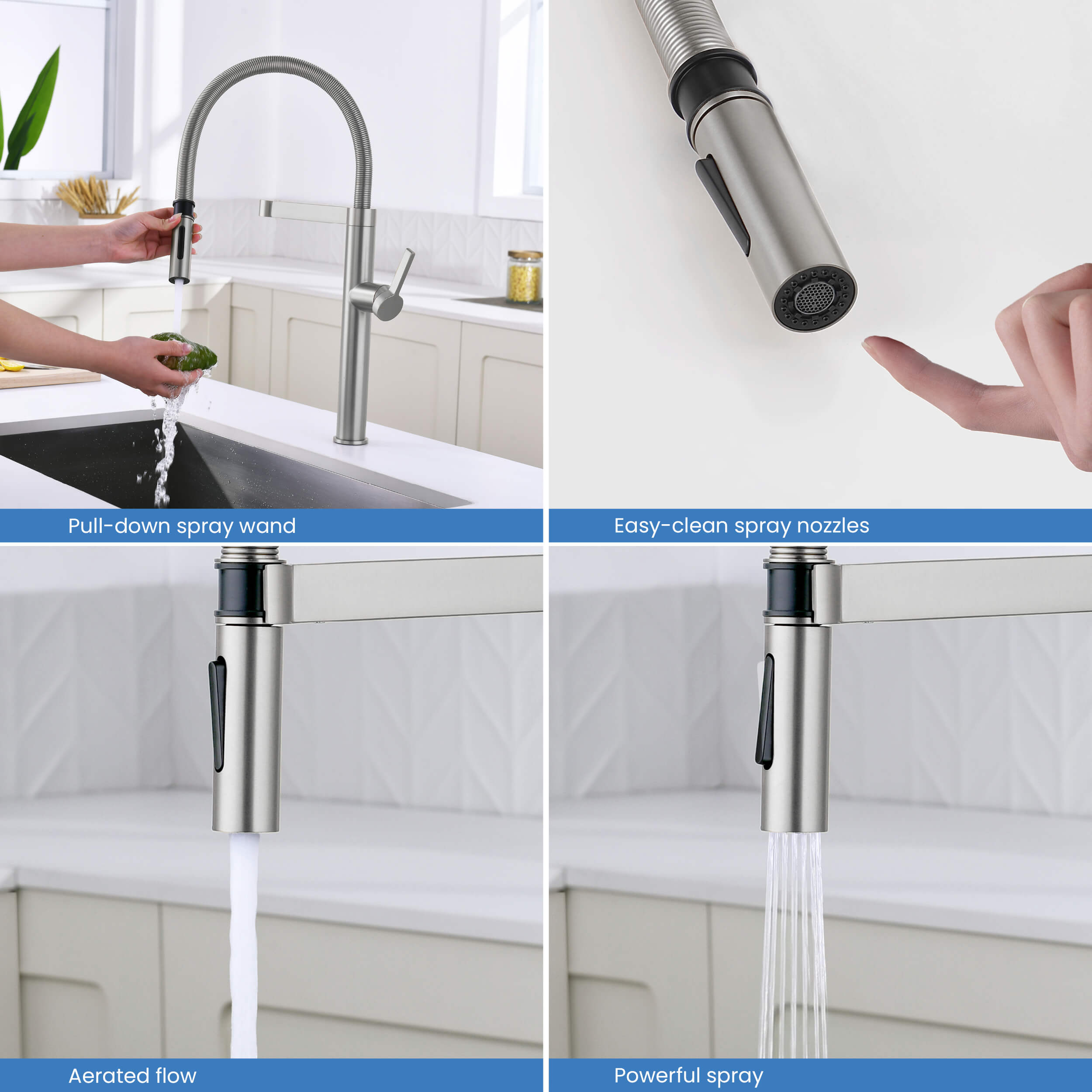Novo Pro-style Single Handle Pull Down Kitchen Faucet - KKF2021