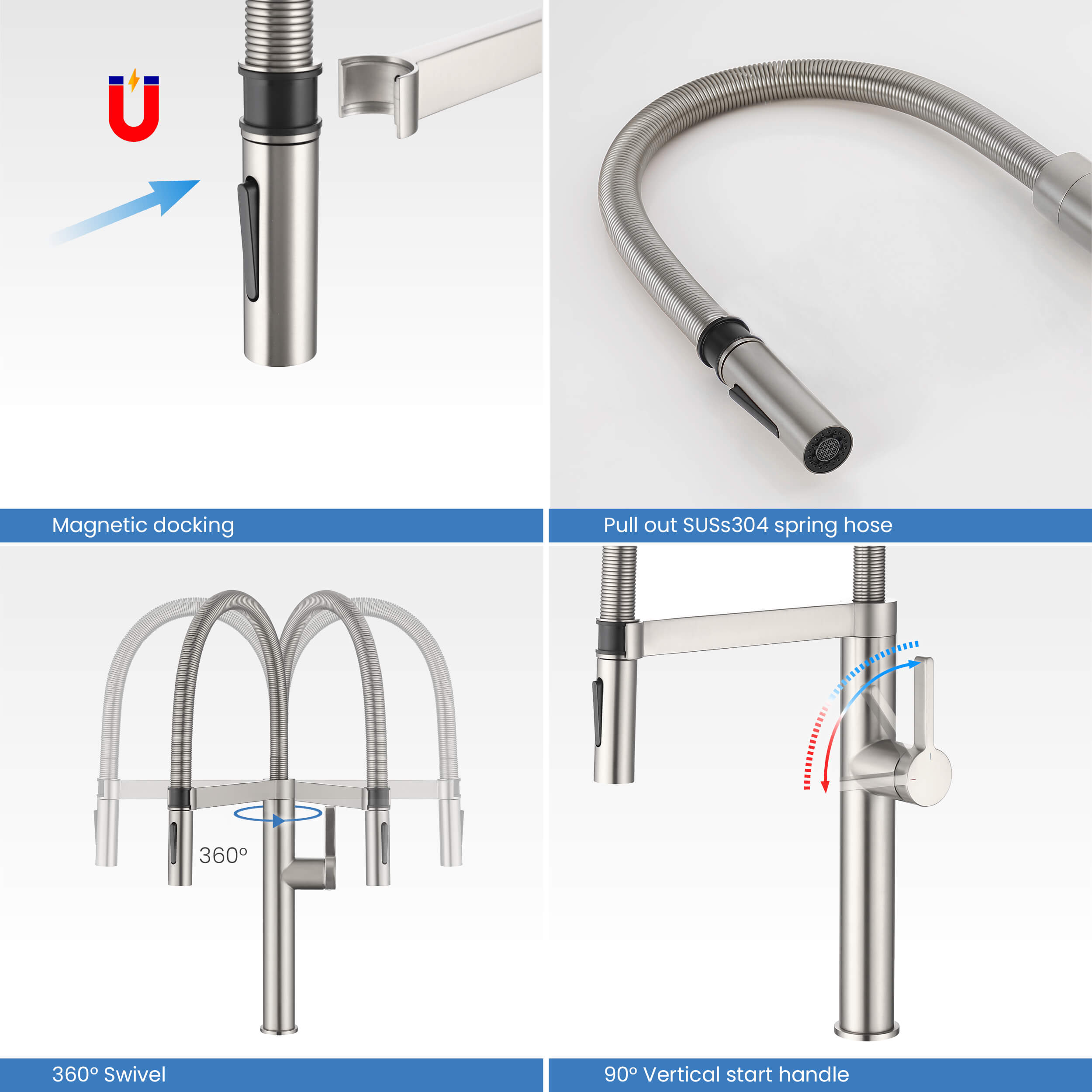Novo Pro-style Single Handle Pull Down Kitchen Faucet - KKF2021