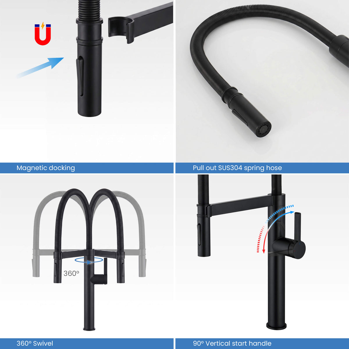 Novo Pro-style Single Handle Pull Down Kitchen Faucet - KKF2021