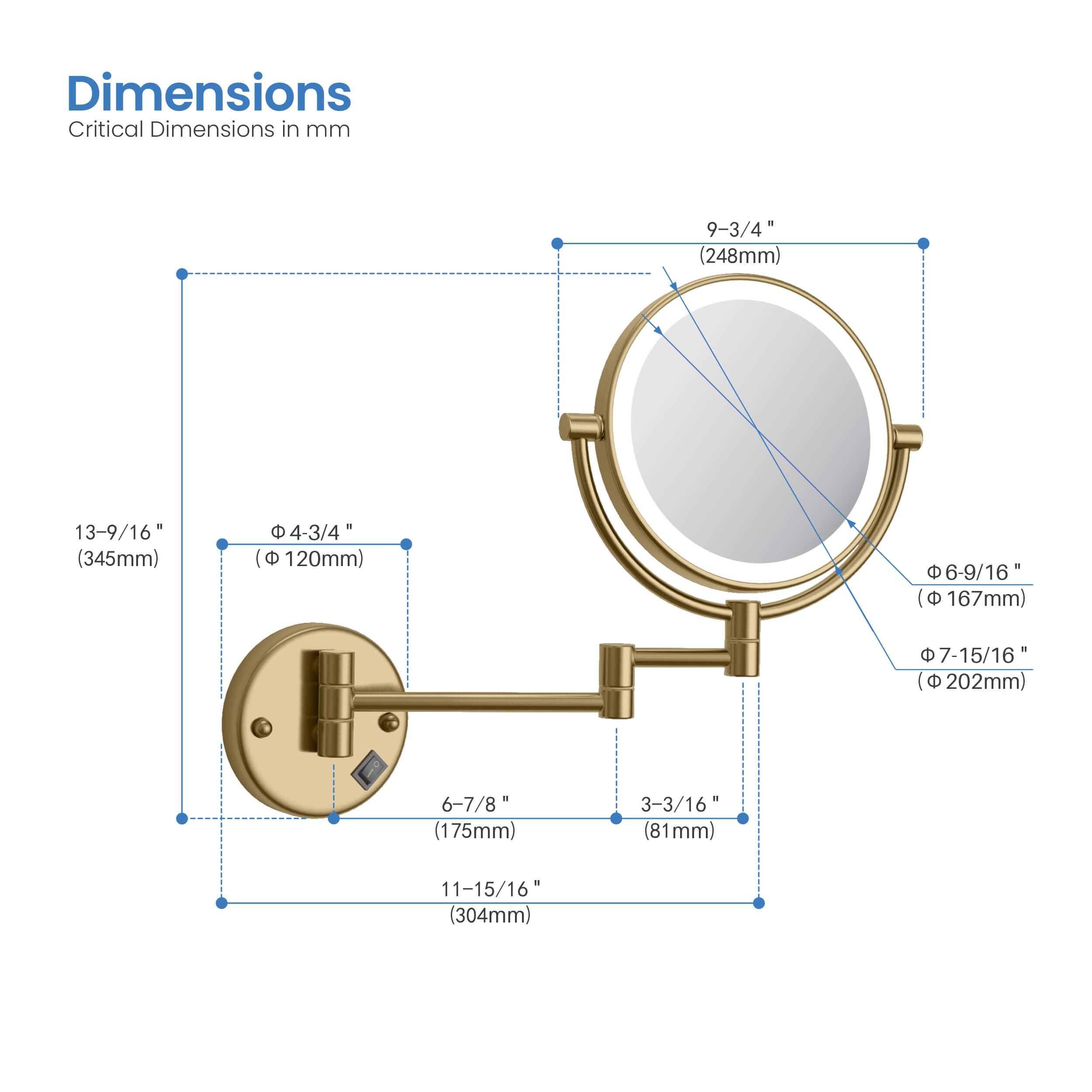 Circular LED Wall Mount Magnifying Makeup Mirror KMM101