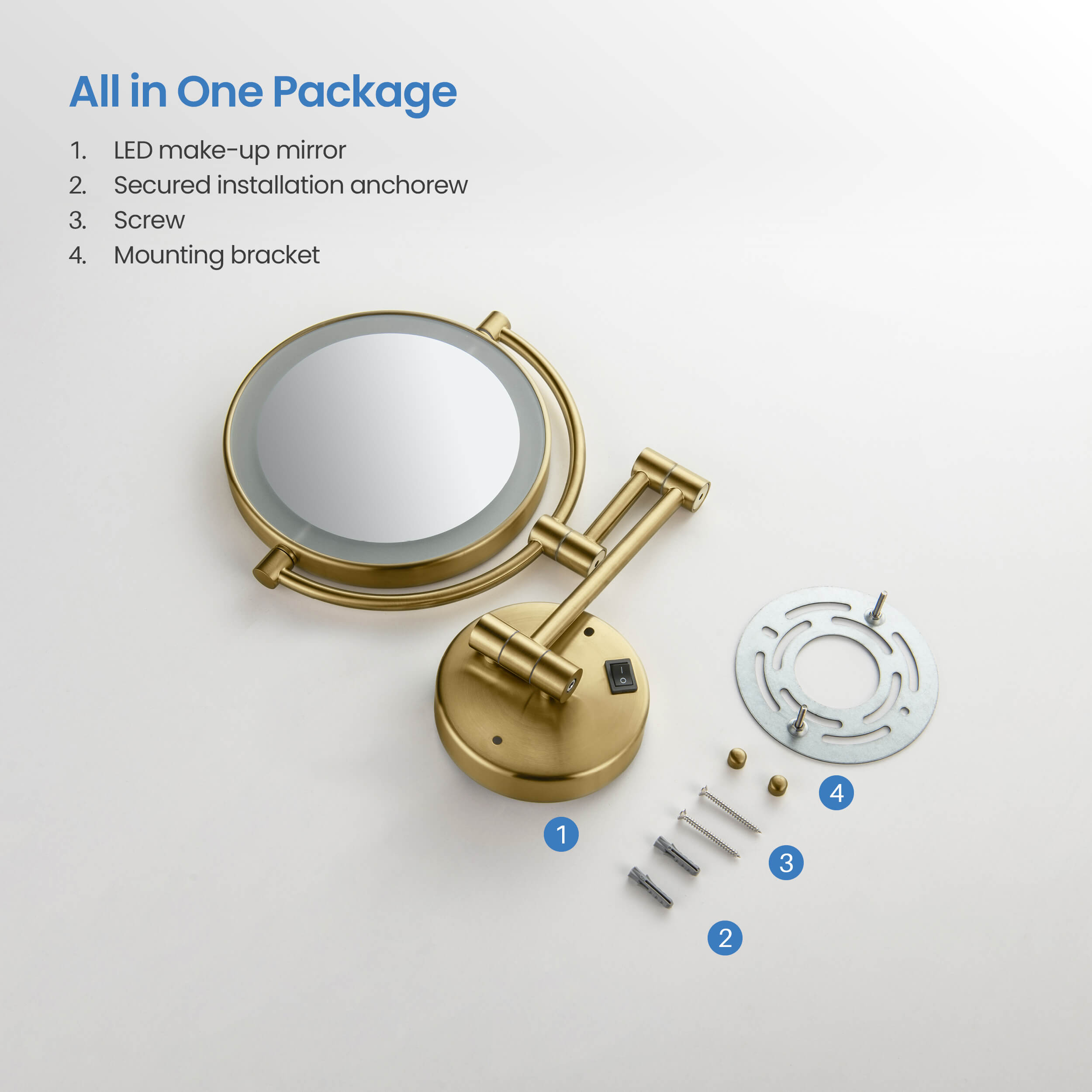 Circular LED Wall Mount Magnifying Makeup Mirror KMM101