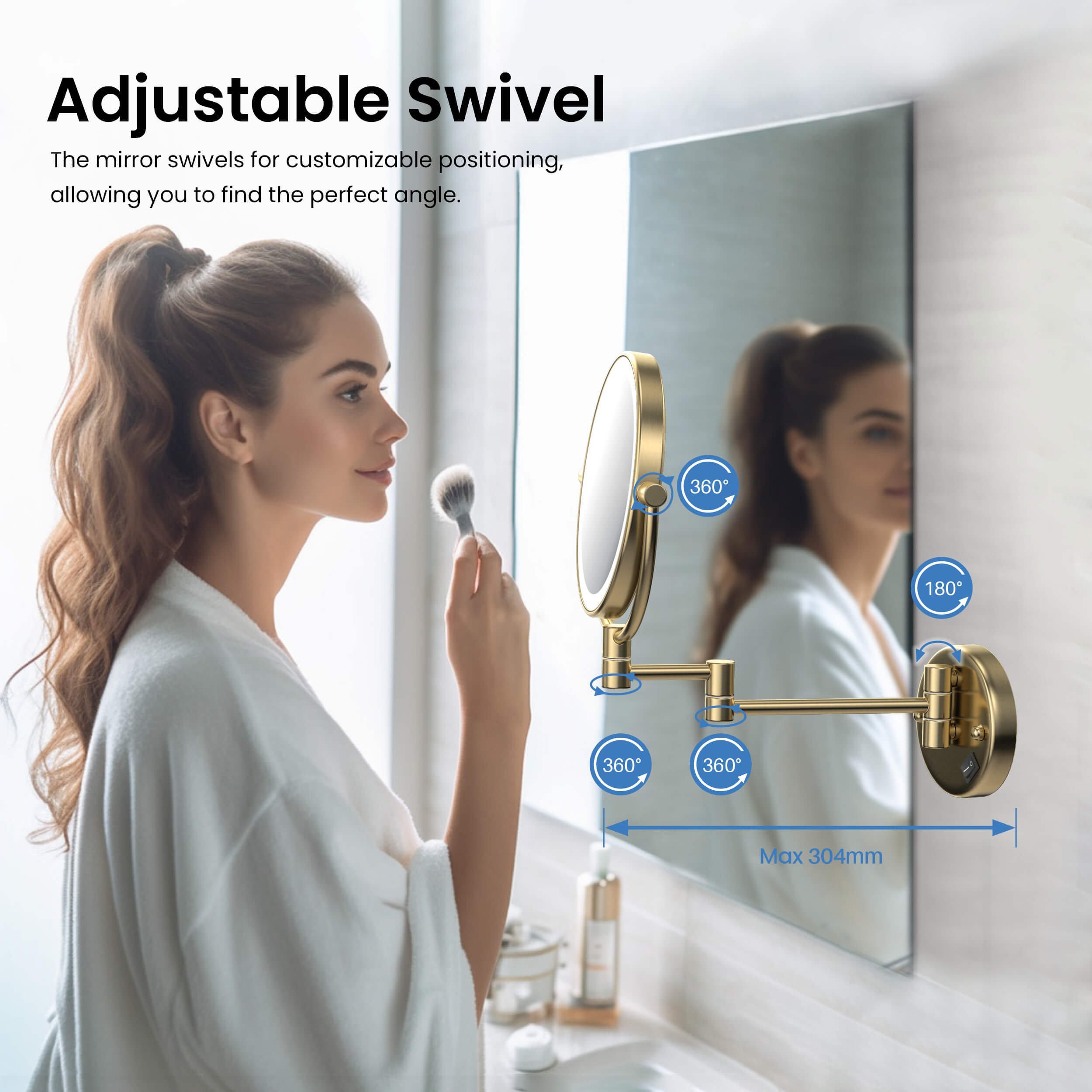 Circular LED Wall Mount Magnifying Makeup Mirror KMM101