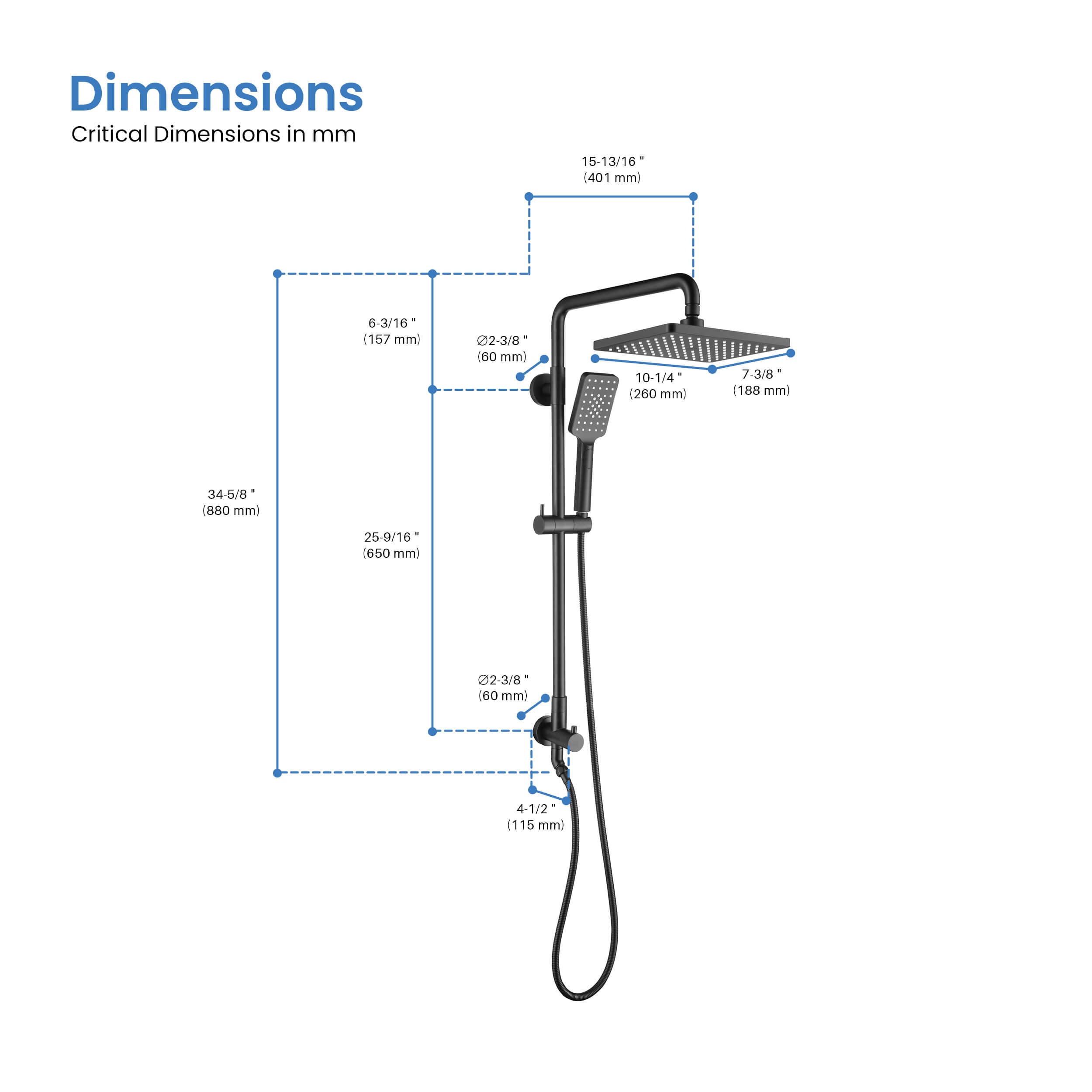 Cube Shower Column with Dual Function Shower Head KSC402