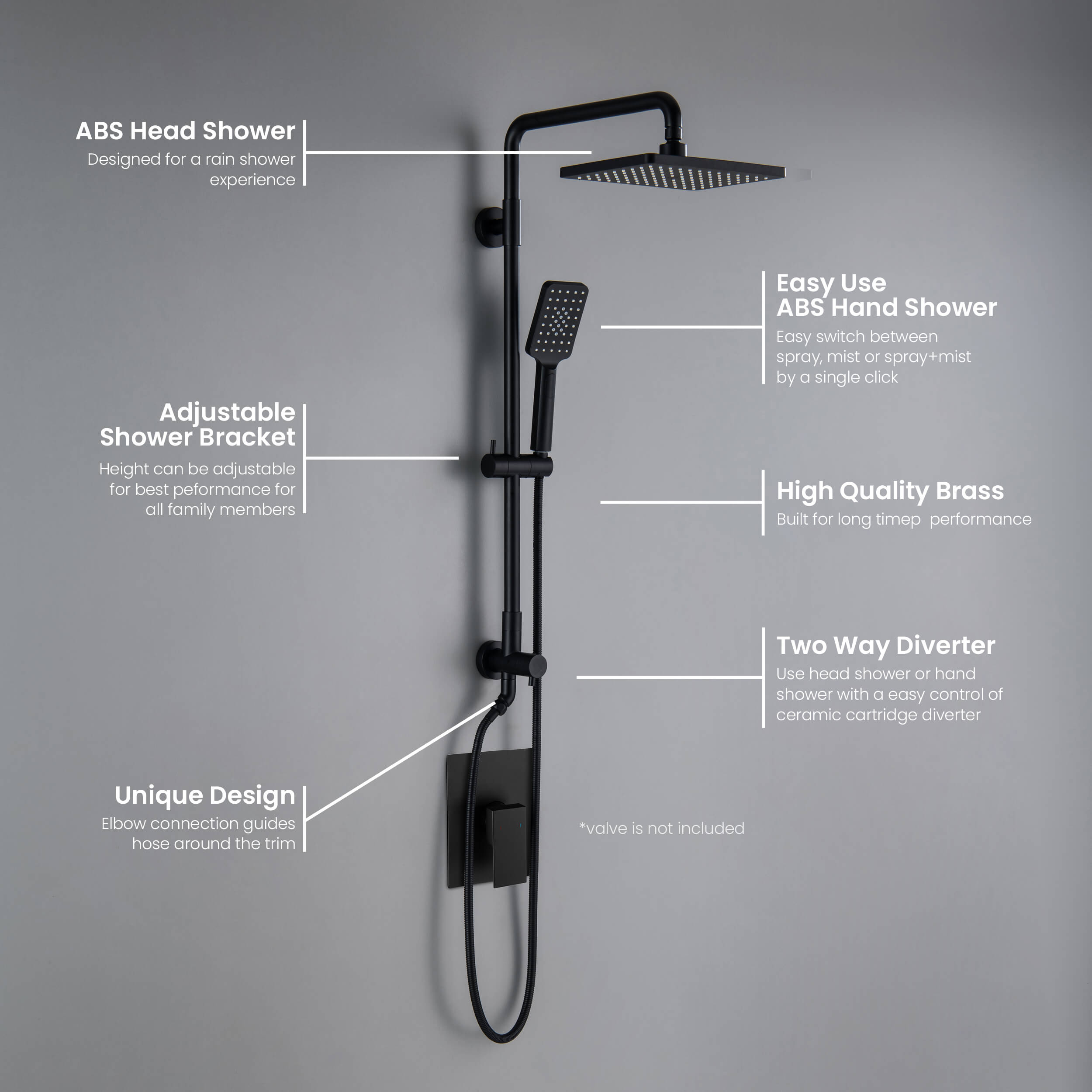 Cube Shower Column with Dual Function Shower Head KSC402