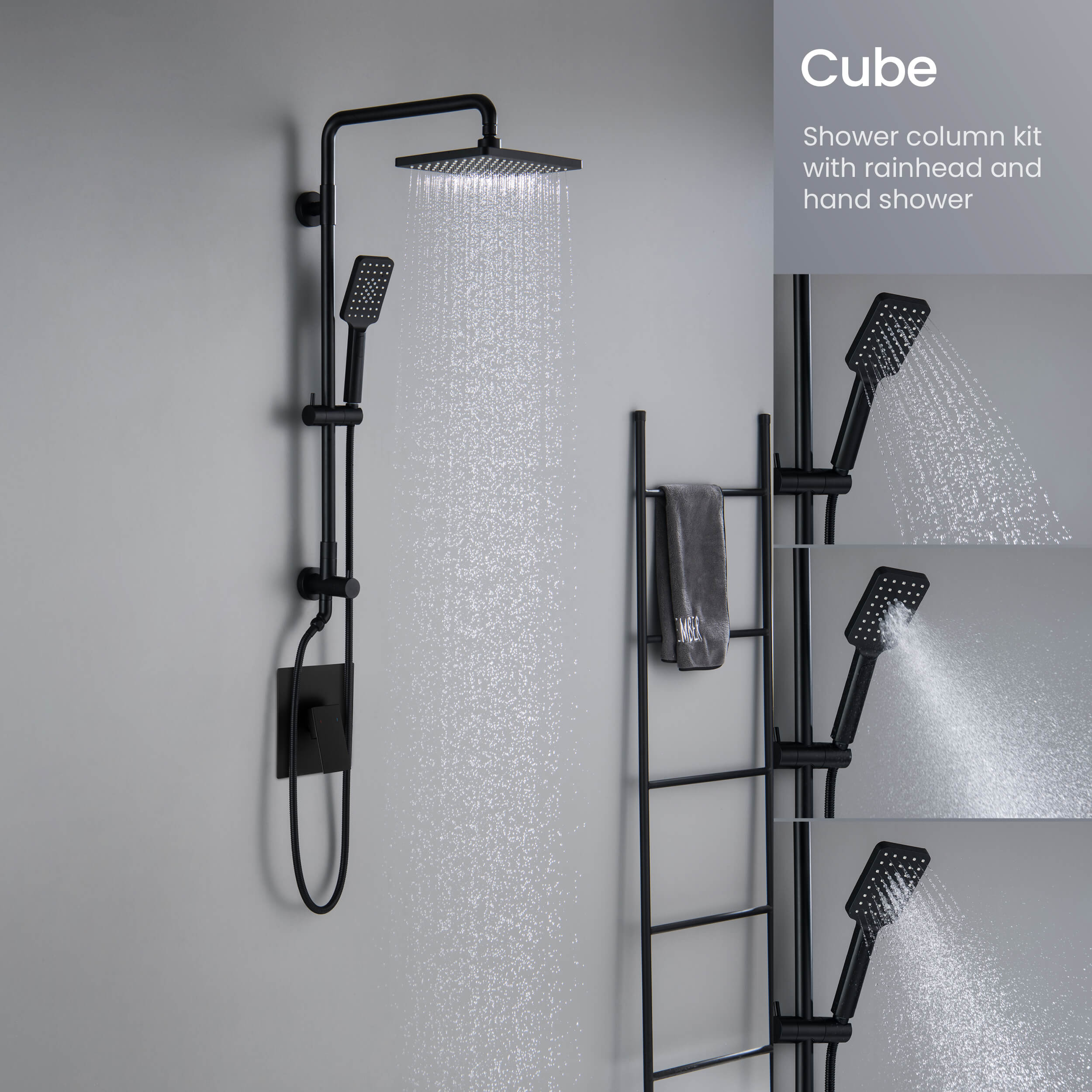 Cube Shower Column with Dual Function Shower Head KSC402