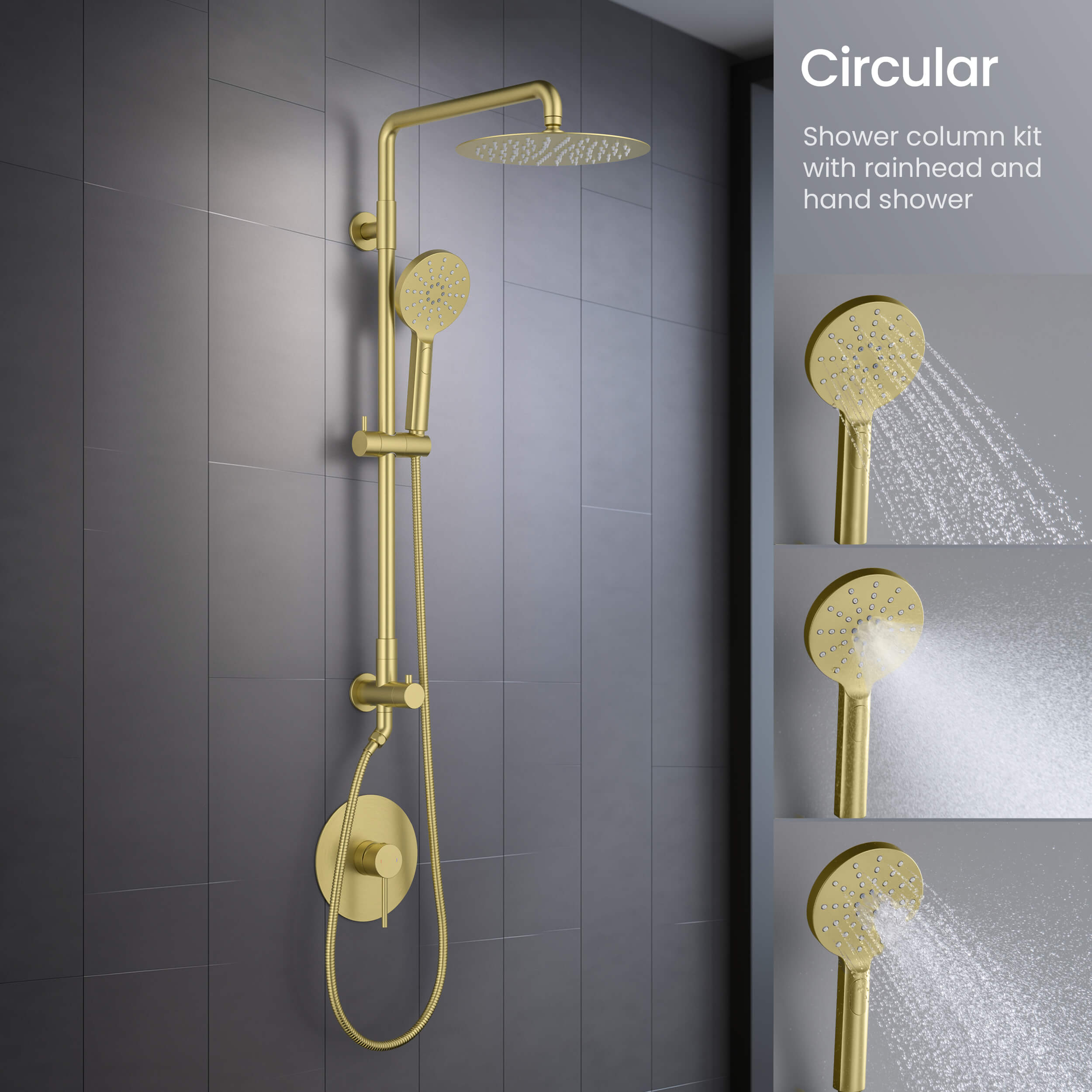 Circular Pressure Balanced 2-Function Shower Column with Rough In Valve KSC403