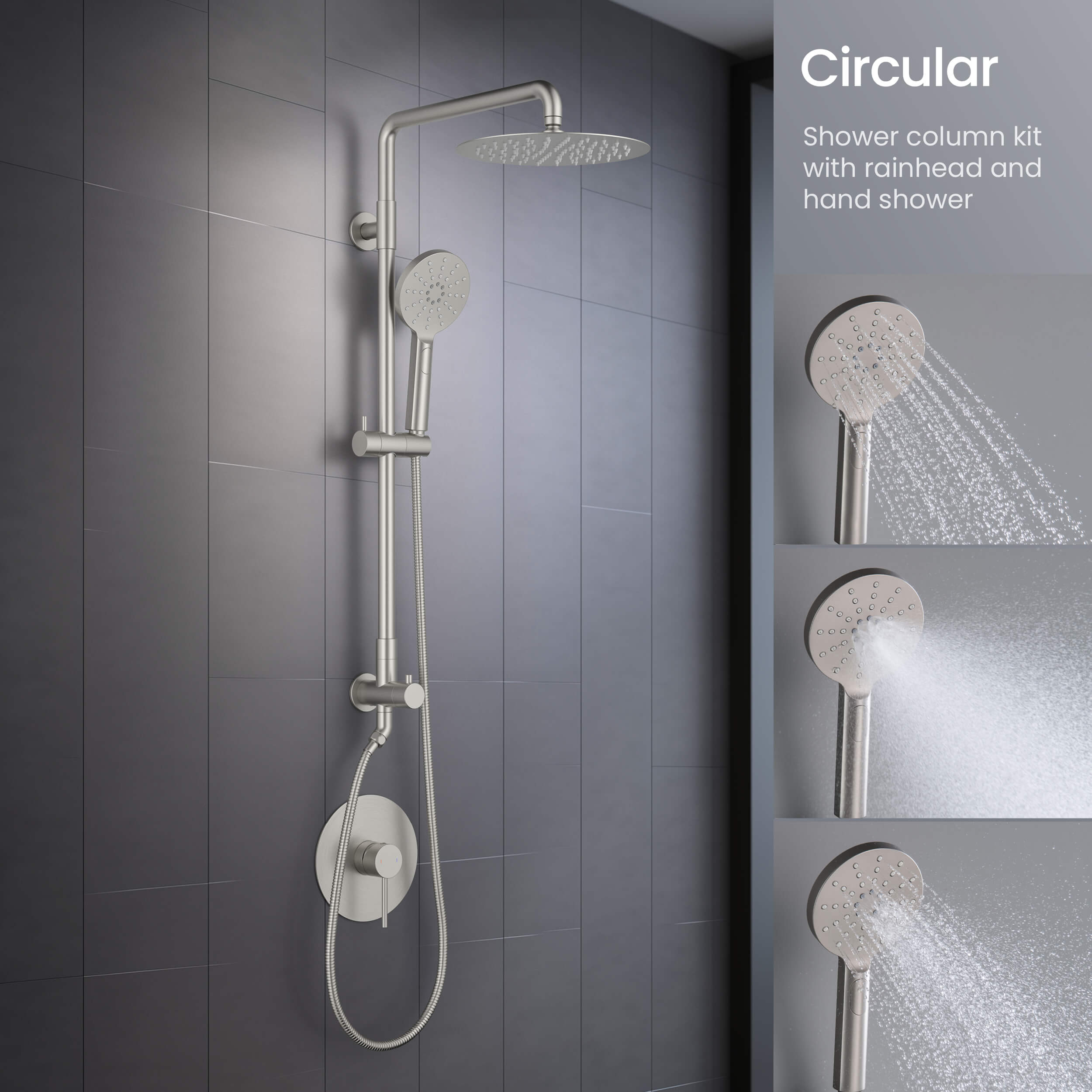 Circular Pressure Balanced 2-Function Shower Column with Rough In Valve KSC403